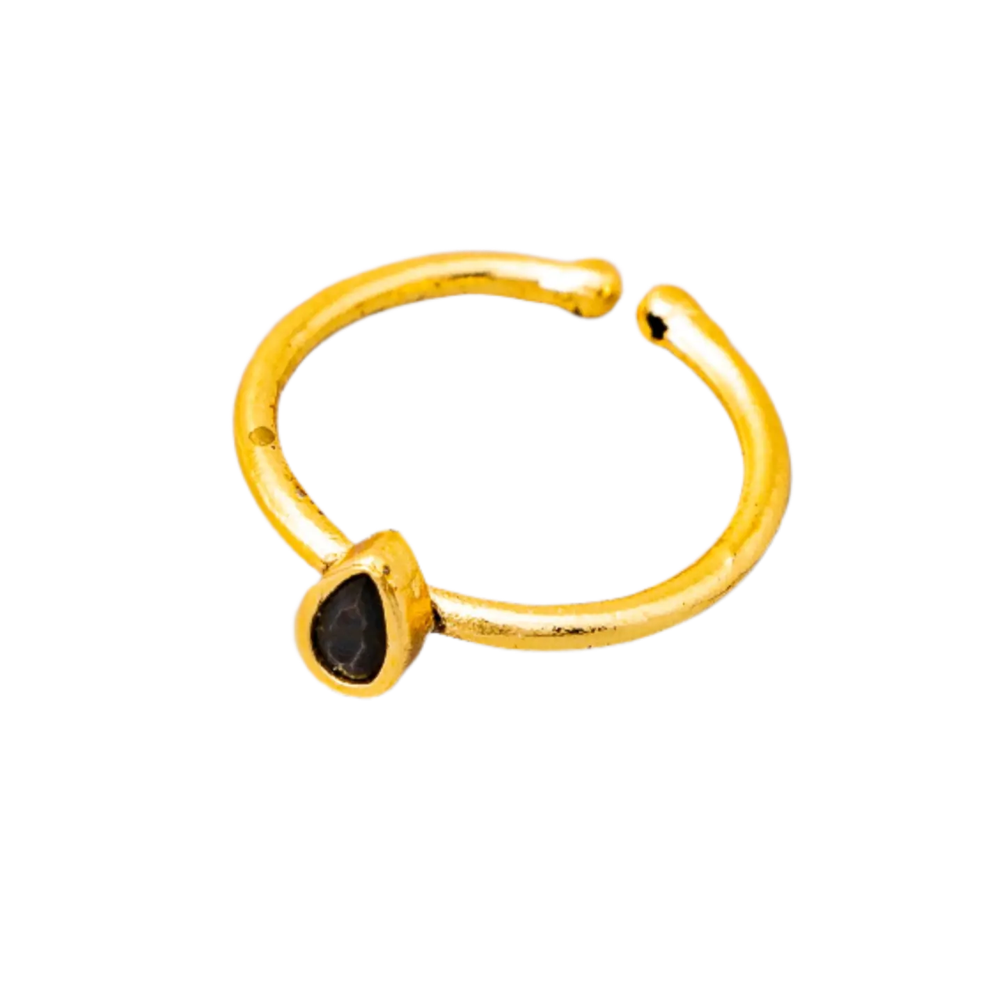 Gold Plated Onyx Teardrop Ring Hey Bou