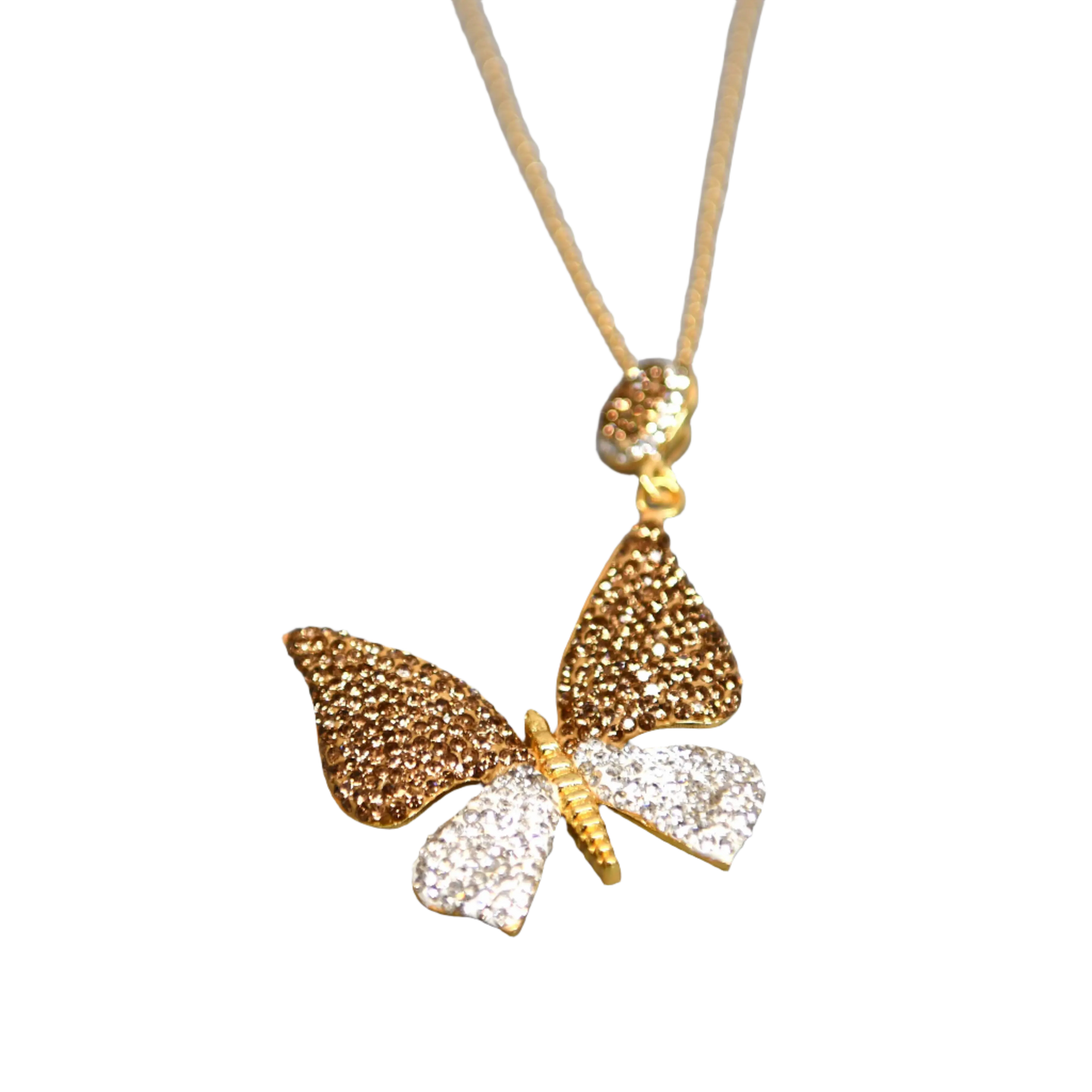 Gold & White Zirconia Butterfly Necklace Hey Bou