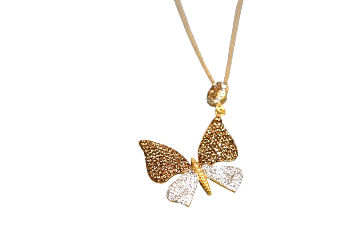 Gold & White Zirconia Butterfly Necklace Hey Bou