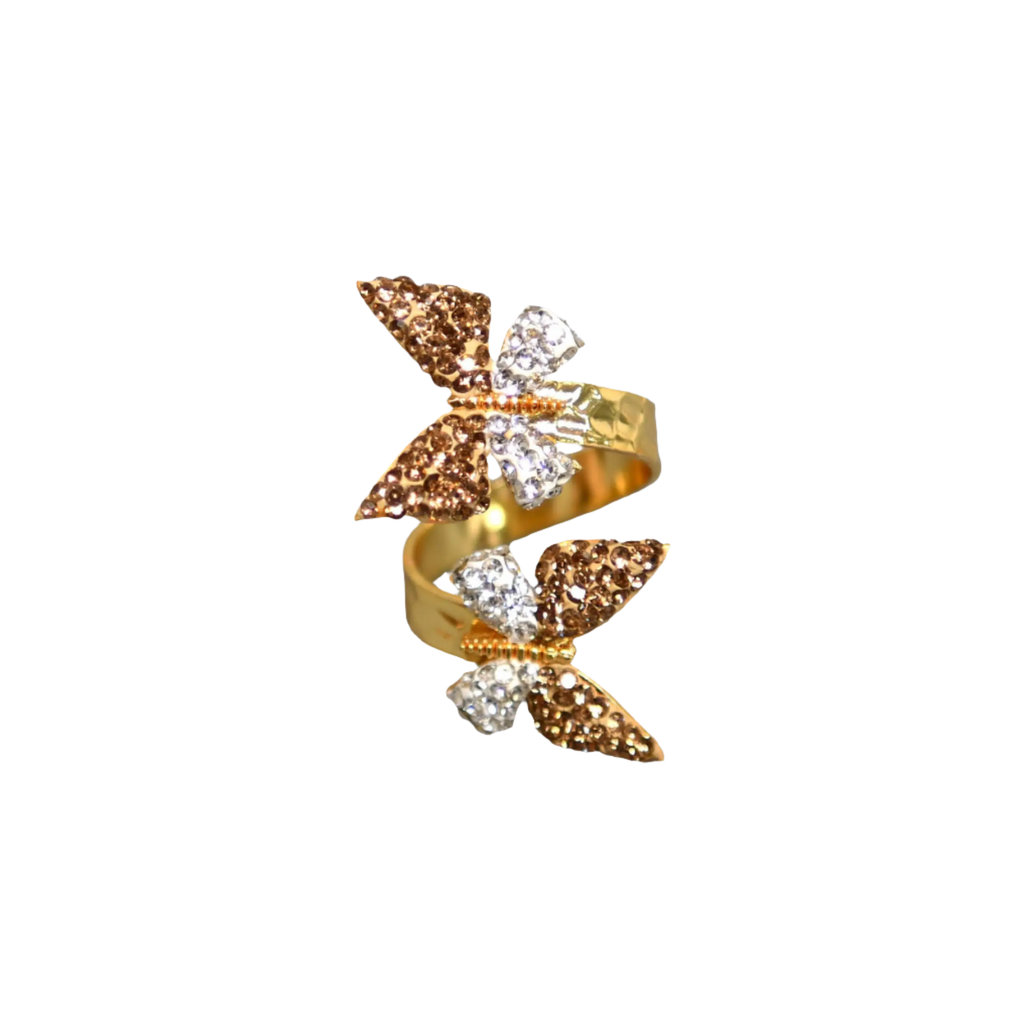 Gold & White Zirconia Butterfly Ring Hey Bou