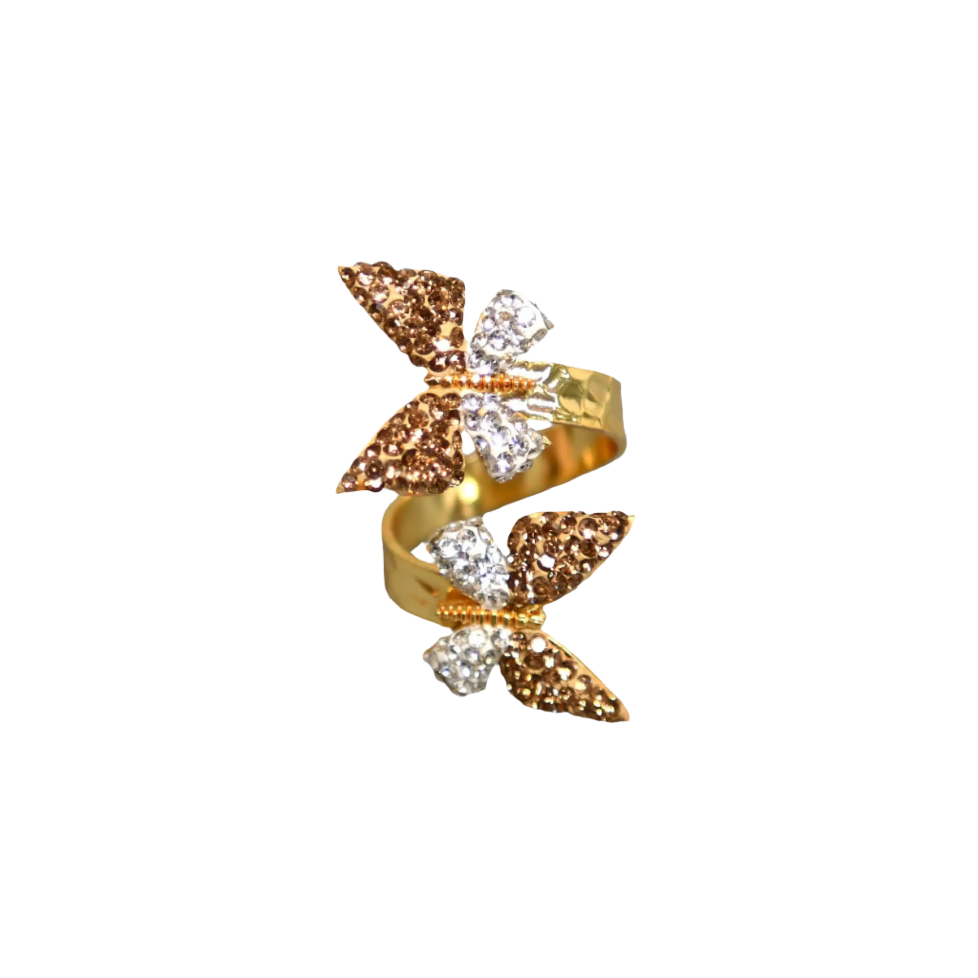 Gold & White Zirconia Butterfly Ring Hey Bou