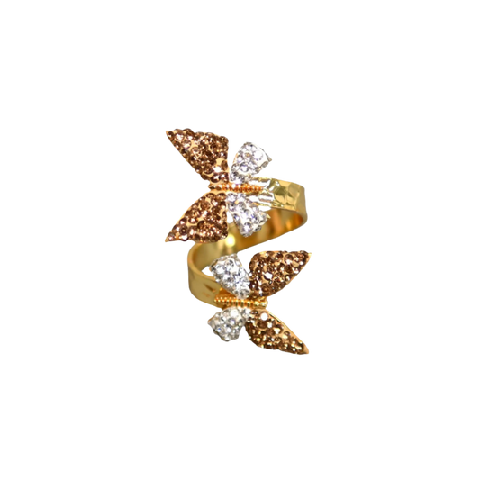 Gold & White Zirconia Butterfly Ring Hey Bou