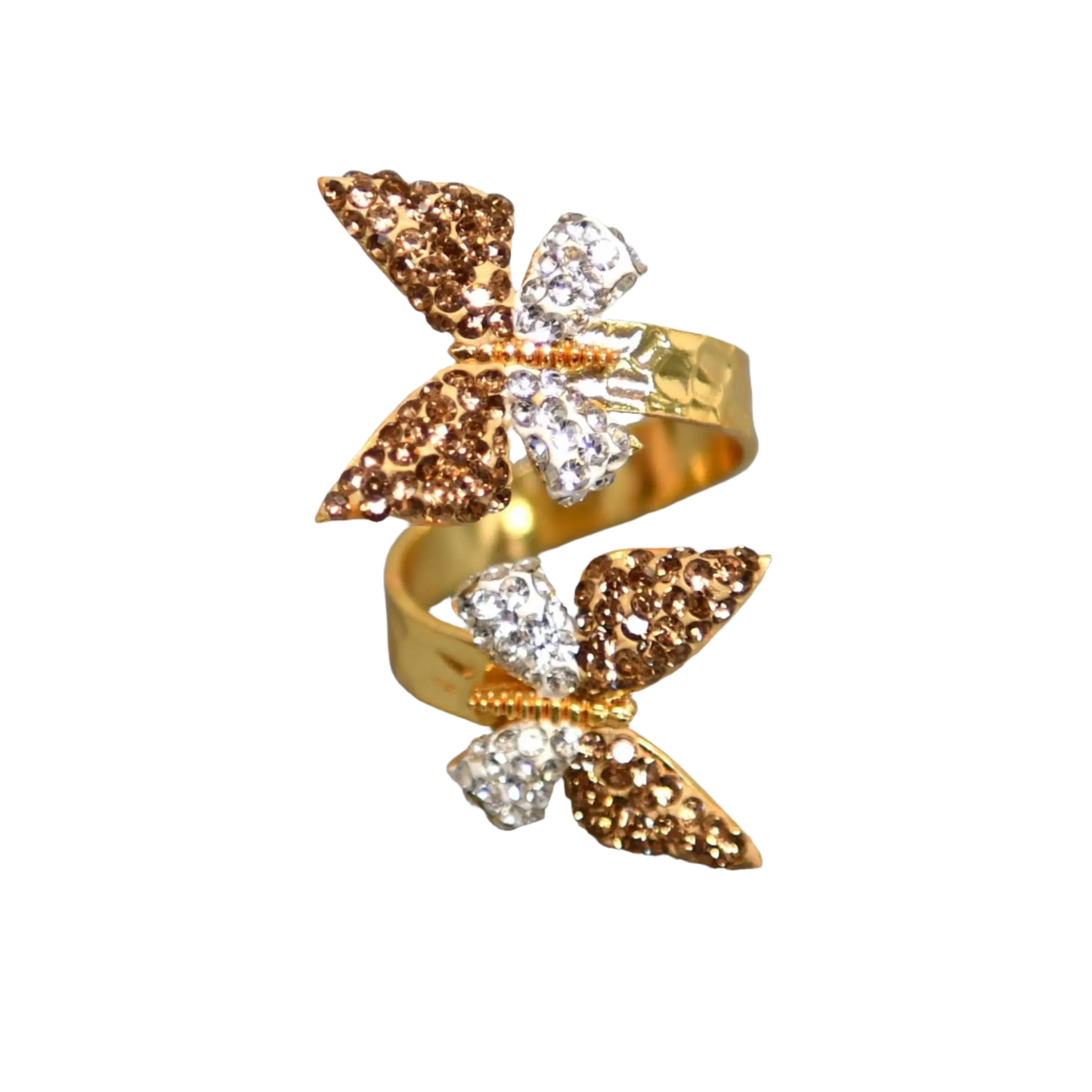 Gold & White Zirconia Butterfly Ring Hey Bou