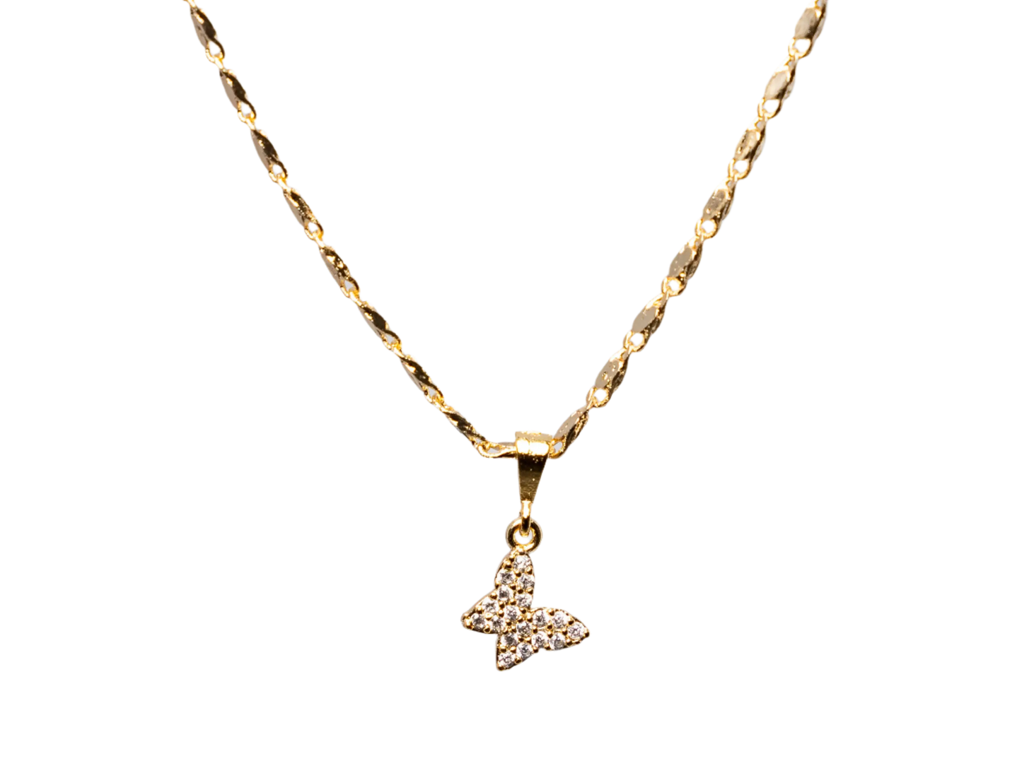 Gold Plated Zircon Crystal Butterfly Necklace Hey Bou