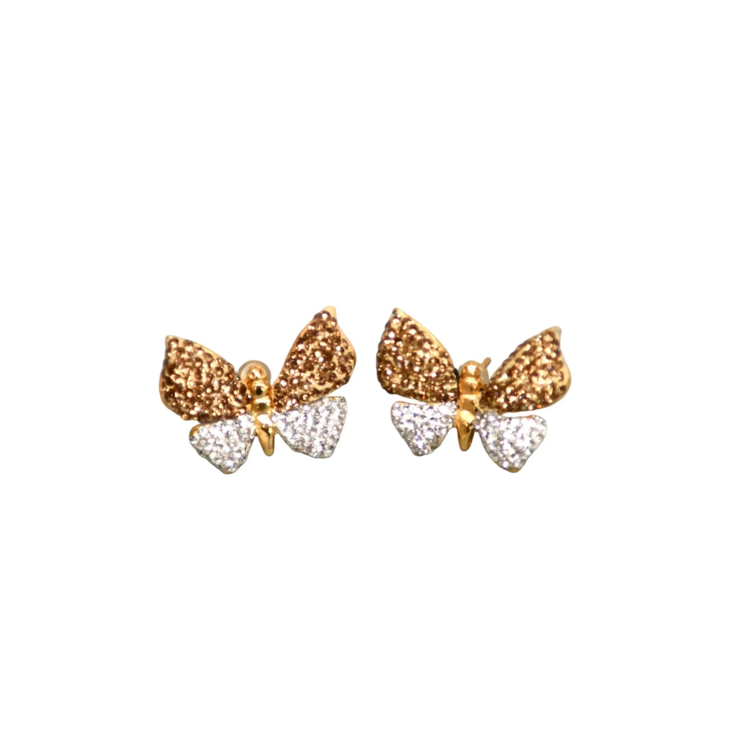 Gold & White Zirconia Butterfly Earrings Hey Bou