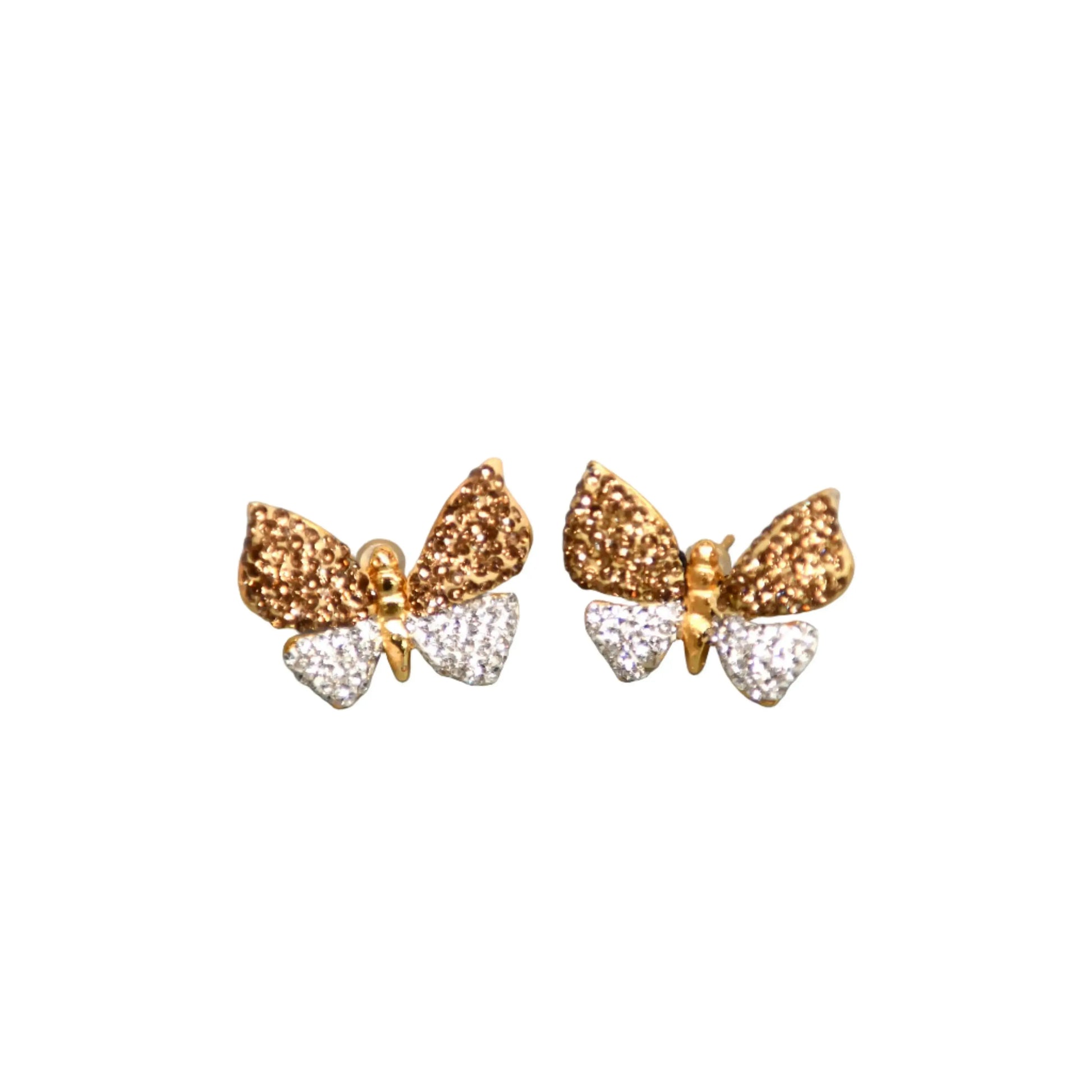 Gold & White Zirconia Butterfly Earrings Hey Bou