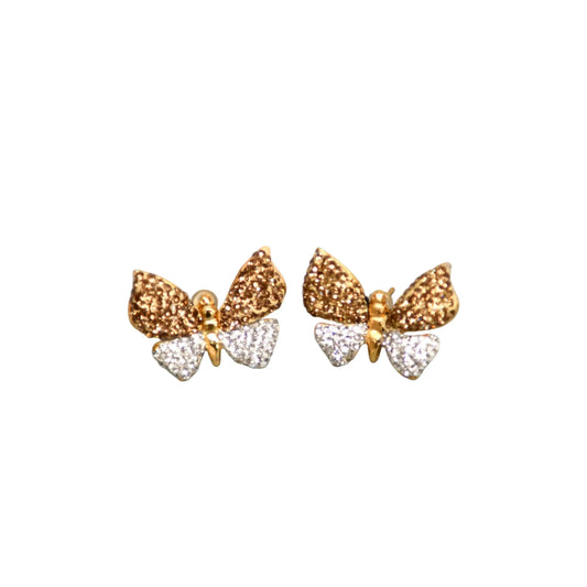 Gold & White Zirconia Butterfly Earrings Hey Bou