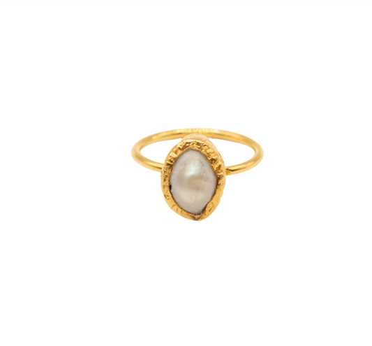 Gold Plated Freshwater Pearl Ring Hey Bou