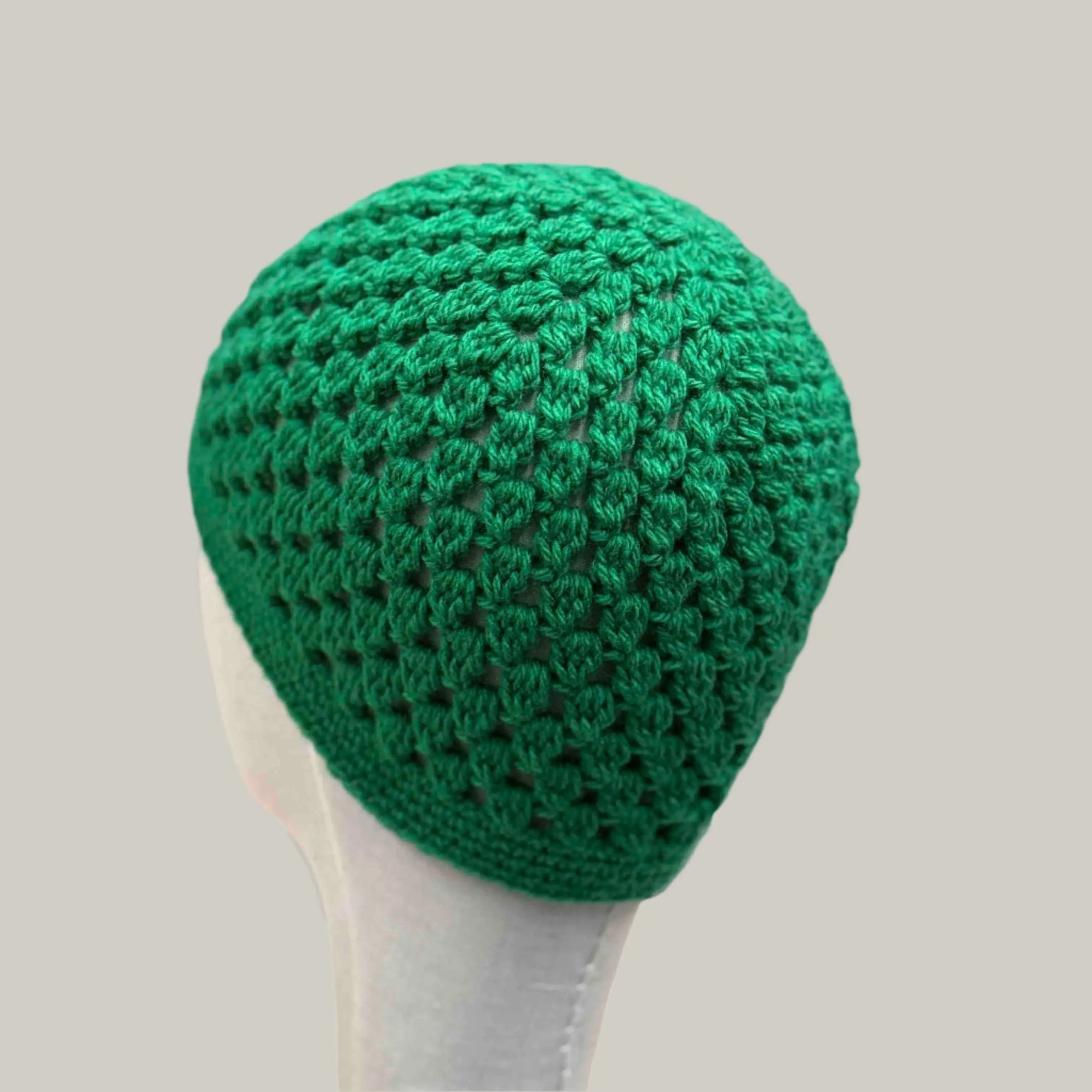 Green Double Crochet Cluster Adult Beanie 53-64cm H 19.5cm HeyBou