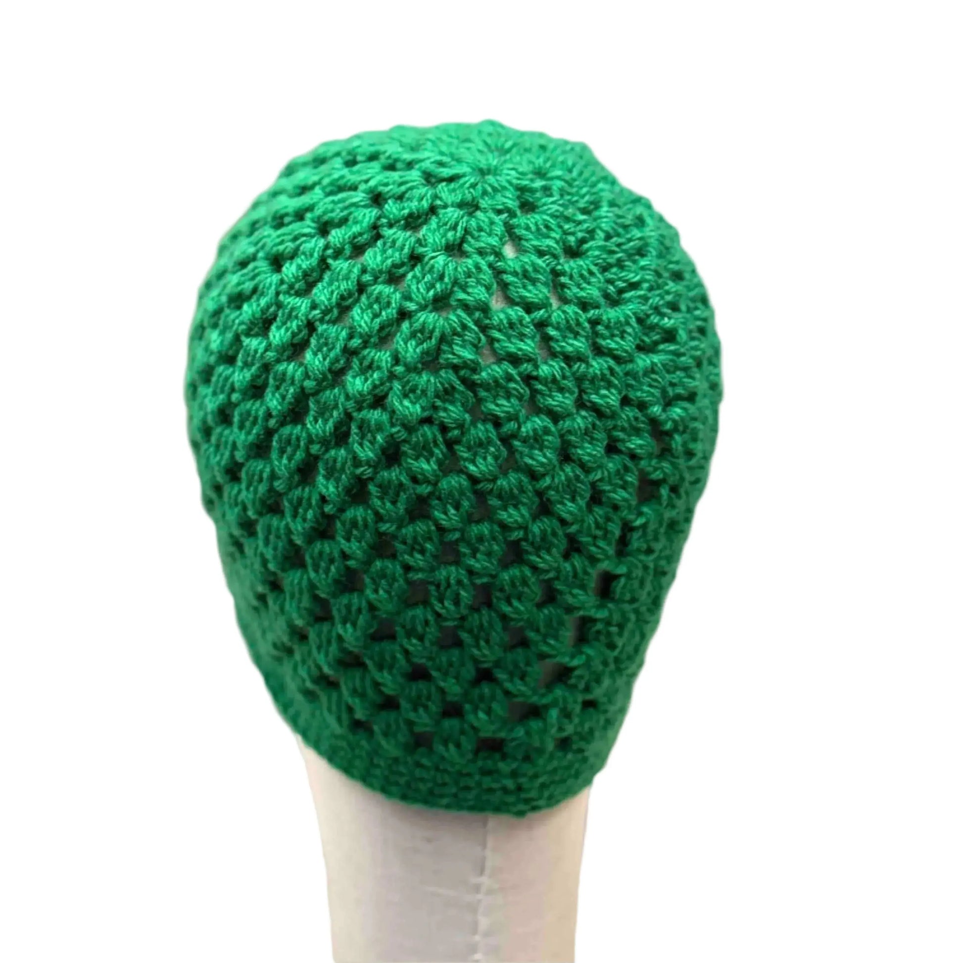 Green Double Crochet Cluster Adult Beanie 53-64cm H 19.5cm HeyBou