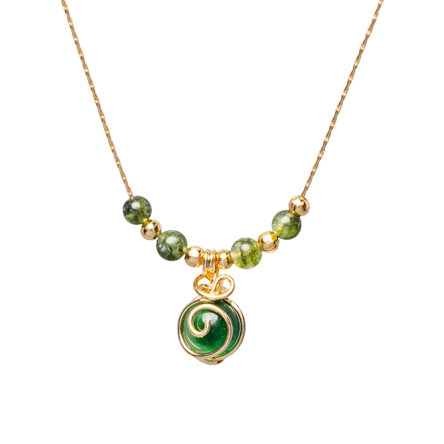 Gold Plated Natural Stone Agate Sphere Swirl & Beads Necklaces Hey Bou