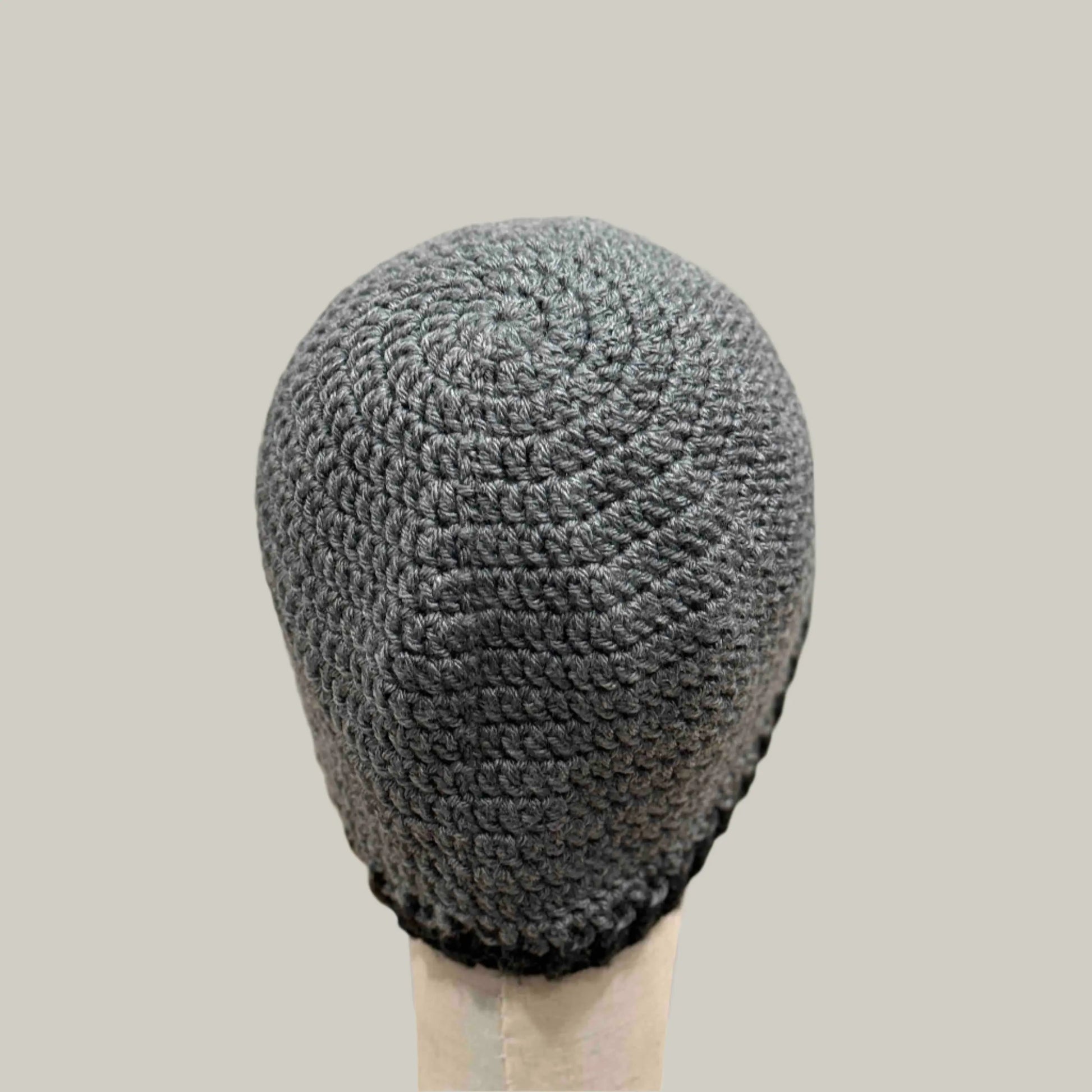 Grey Black Double Crochet 2cm Rib Adult Beanie 56-73cm H22cm HeyBou - Made by Lisa