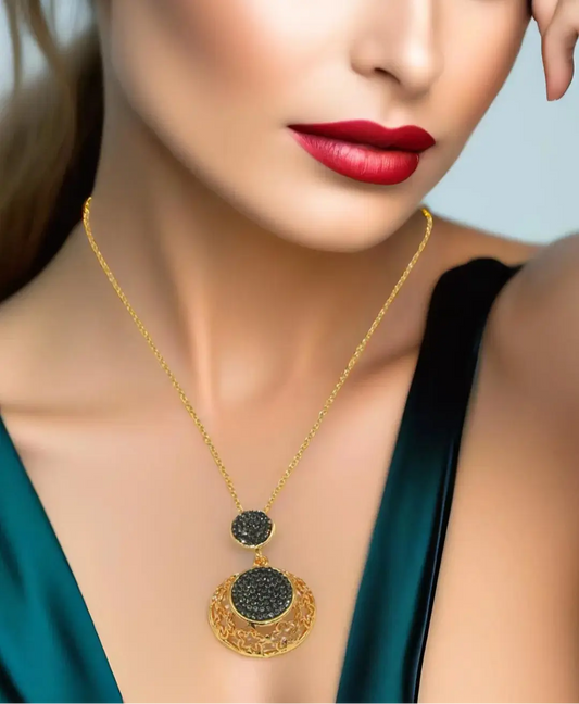 Gold Plated Grey Zirconia Necklace Hey Bou