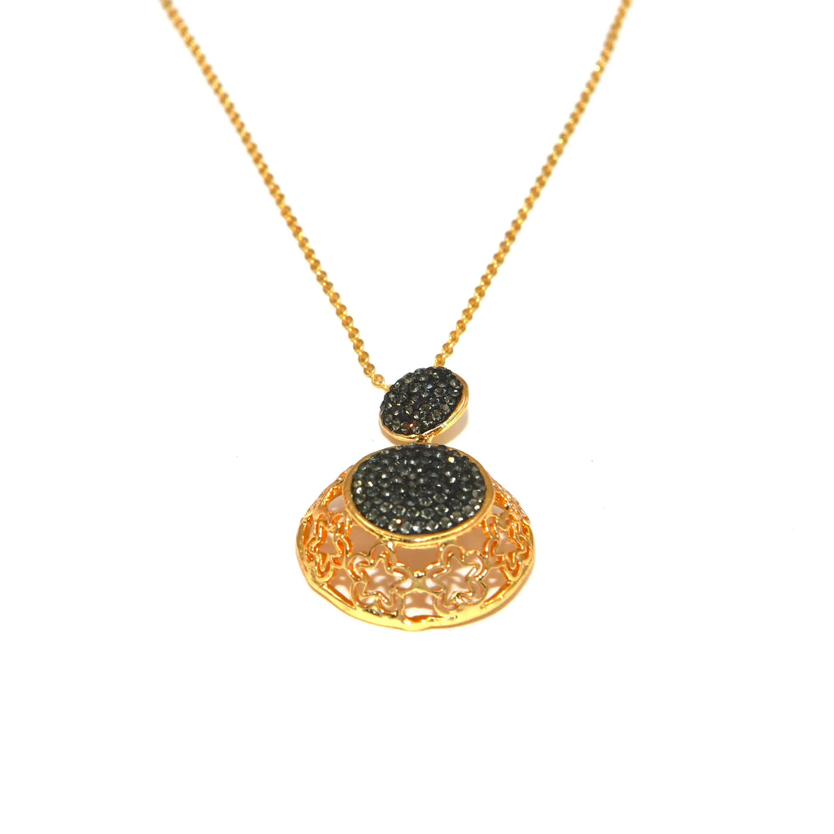 Gold Plated Grey Zirconia Necklace Hey Bou