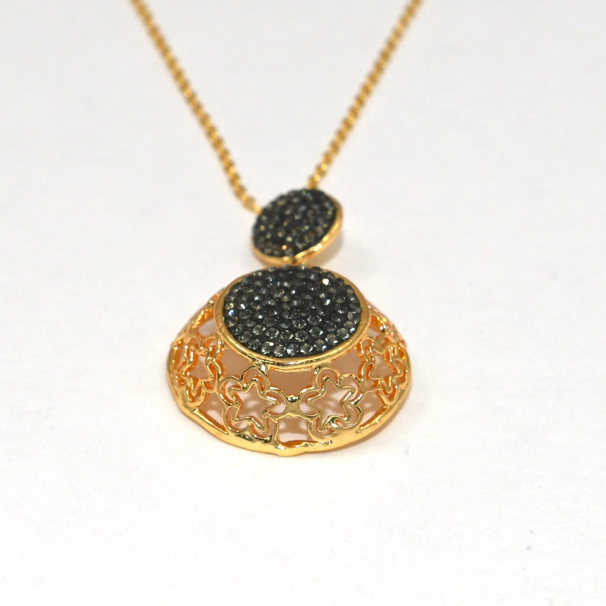 Gold Plated Grey Zirconia Necklace Hey Bou