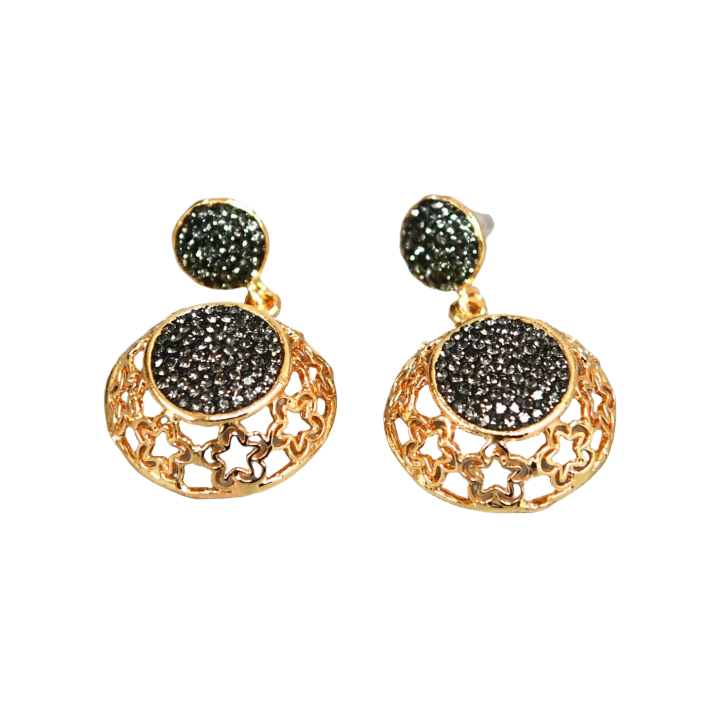 Gold Plated Grey Zirconia Earrings Hey Bou