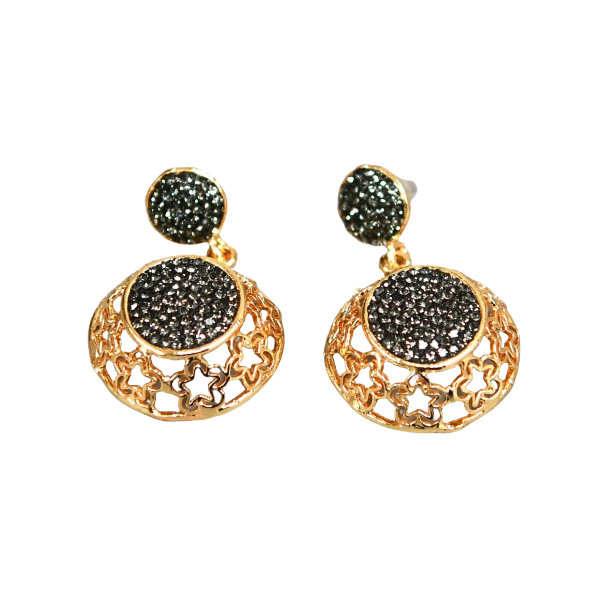 Gold Plated Grey Zirconia Earrings Hey Bou