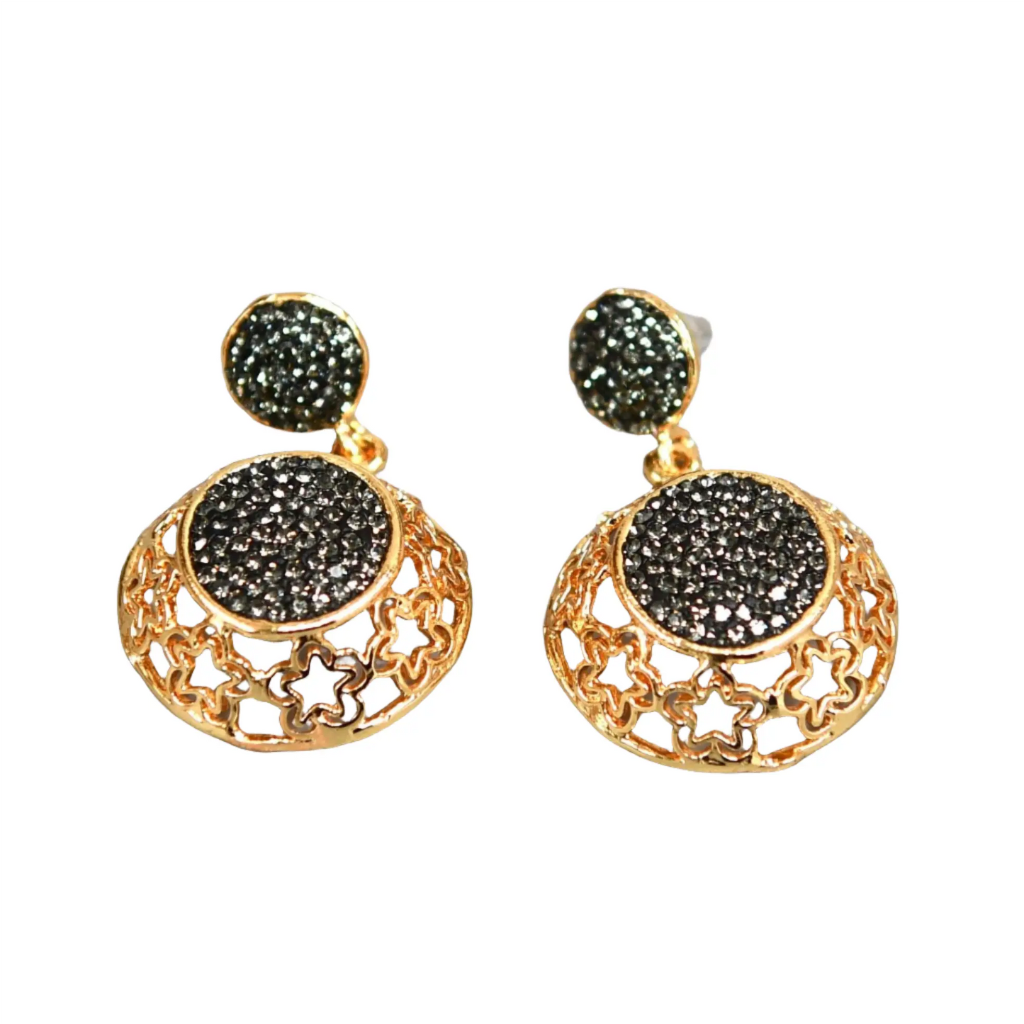 Gold Plated Grey Zirconia Earrings Hey Bou