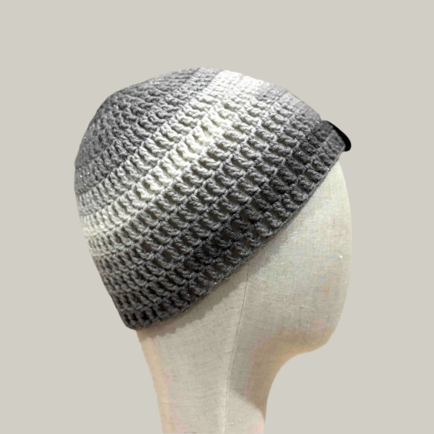 Greys 3 Sparkle Treble Crochet Child/Adult Beanie 47-59cm H 19cm HeyBou