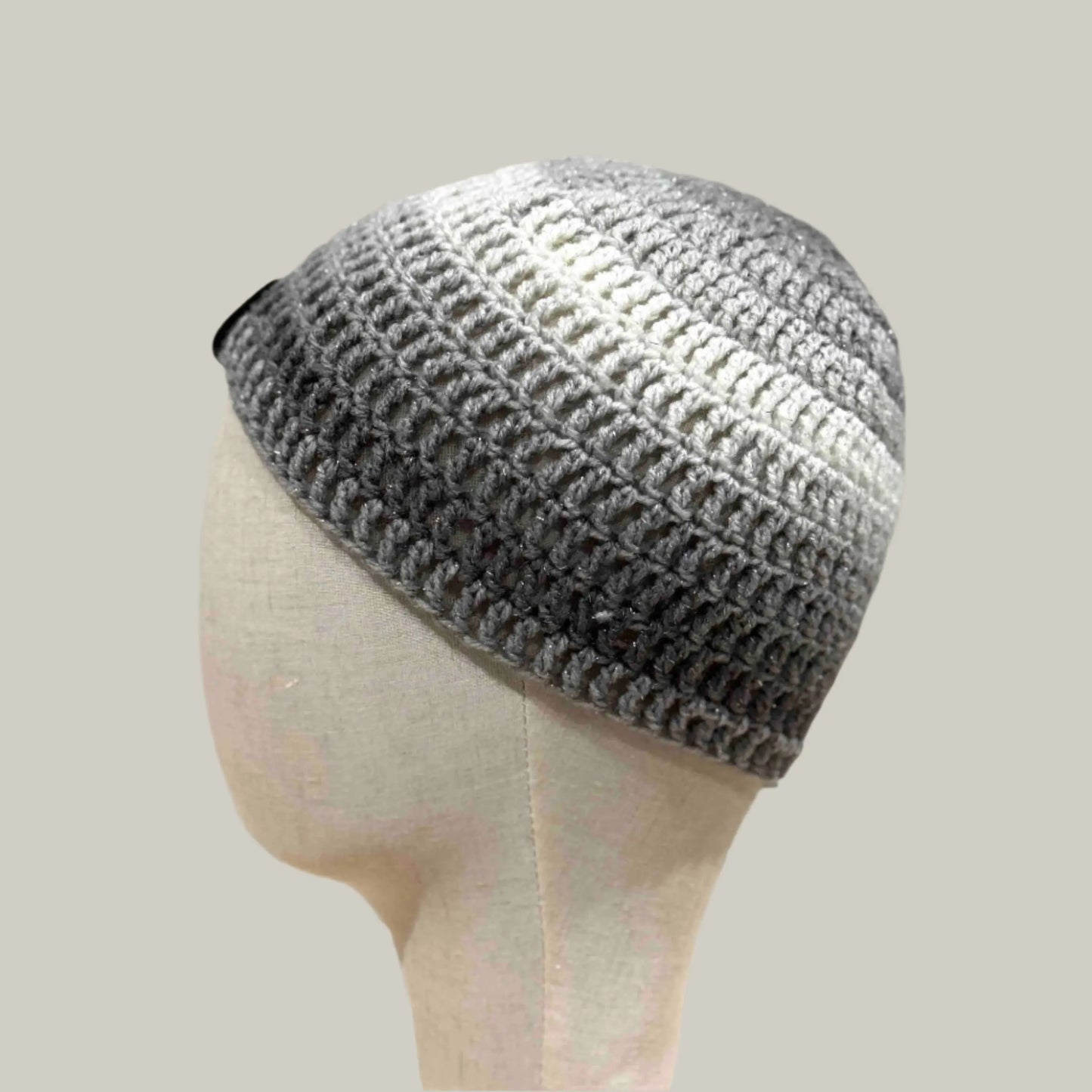 Greys 3 Sparkle Treble Crochet Child/Adult Beanie 47-59cm H 19cm HeyBou