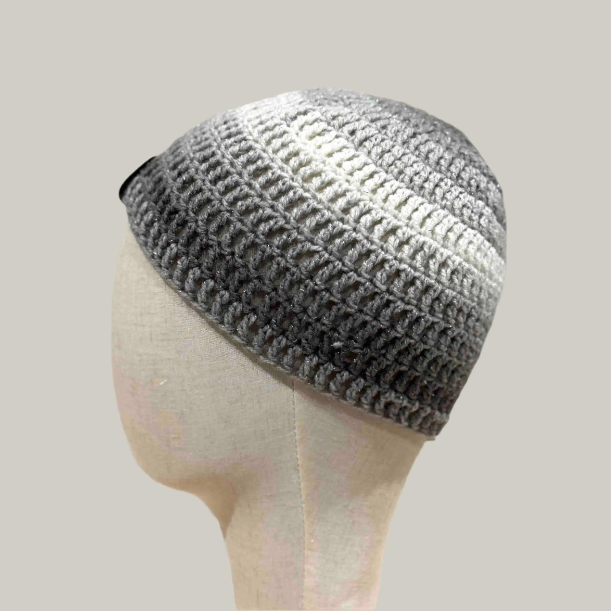 Greys 3 Sparkle Treble Crochet Child/Adult Beanie 47-59cm H 19cm HeyBou