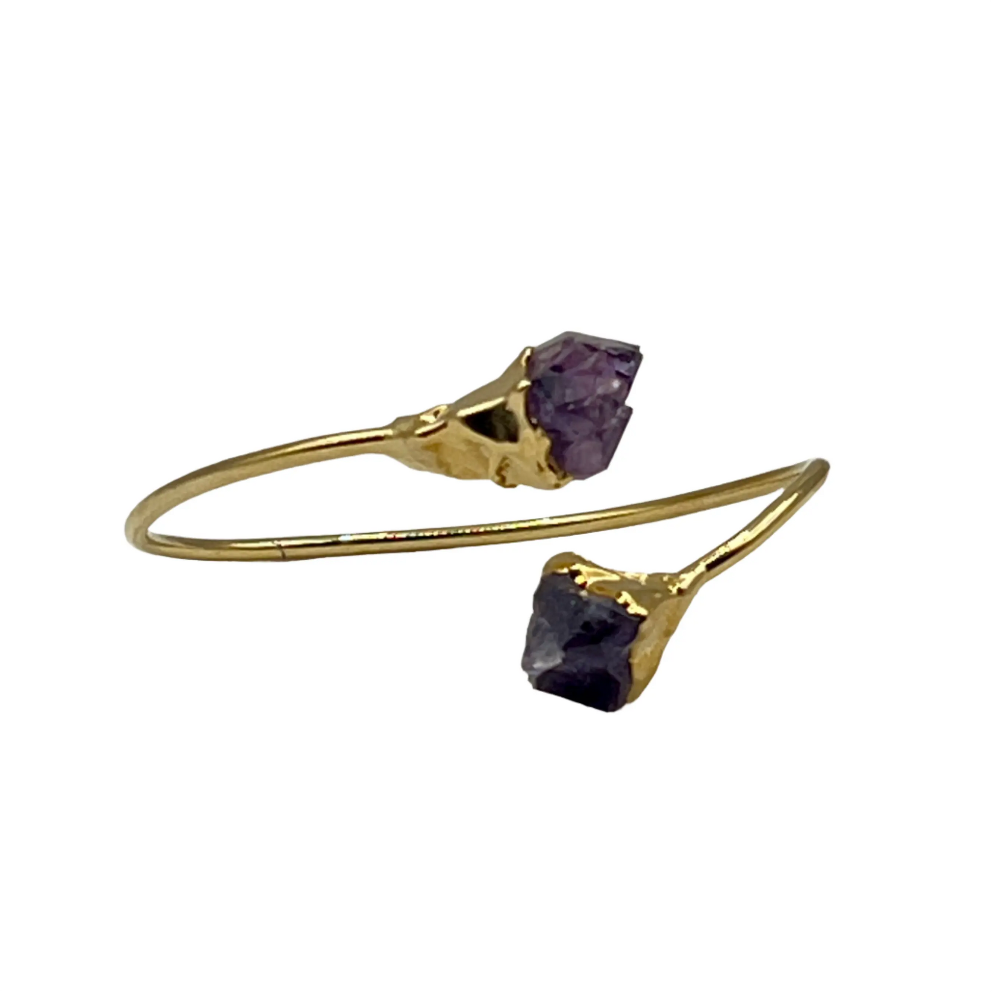 Gold Plated Raw Amethyst Stone Ring HeyBou