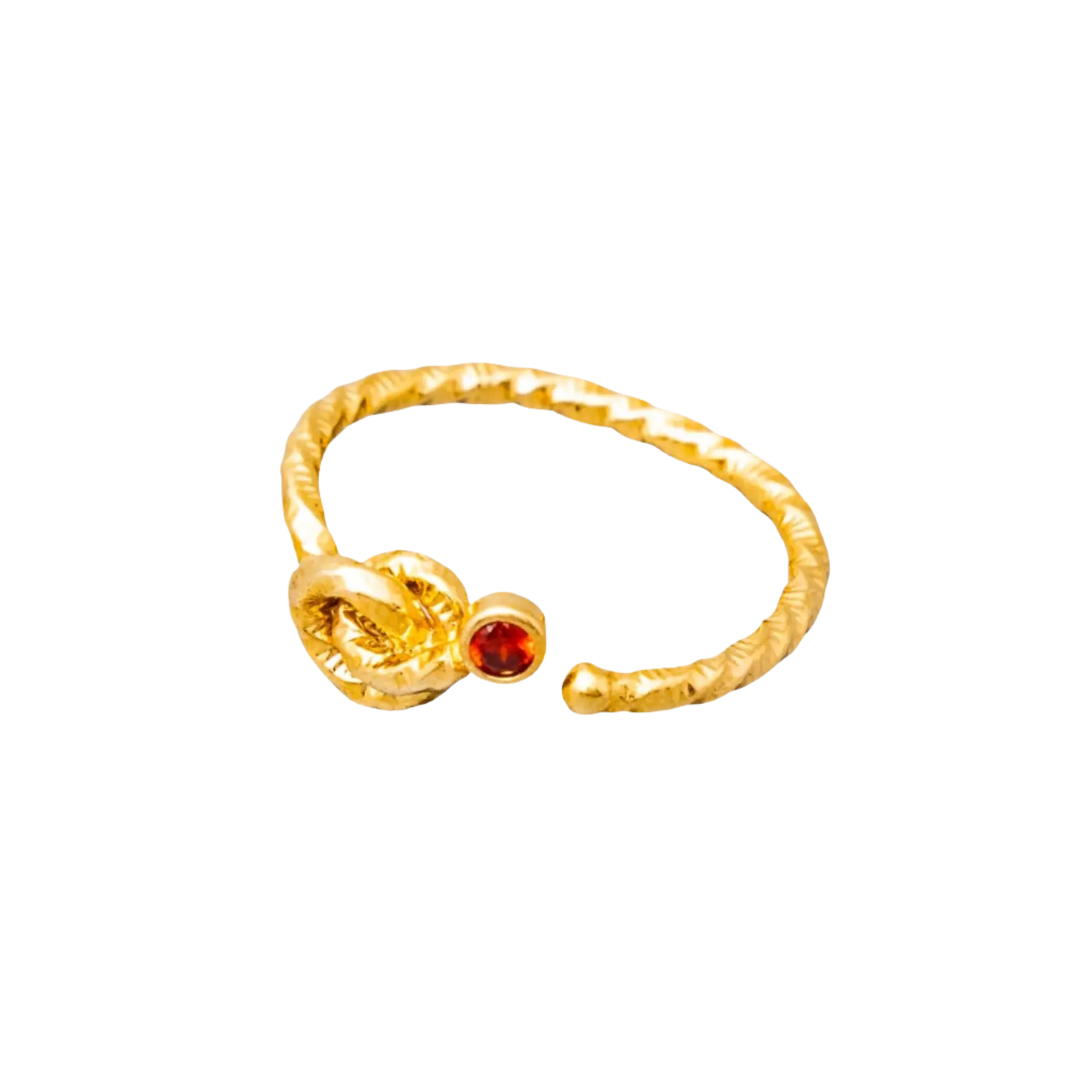 Gold Plated Natural Red Agate Stone Knot Ring Hey Bou