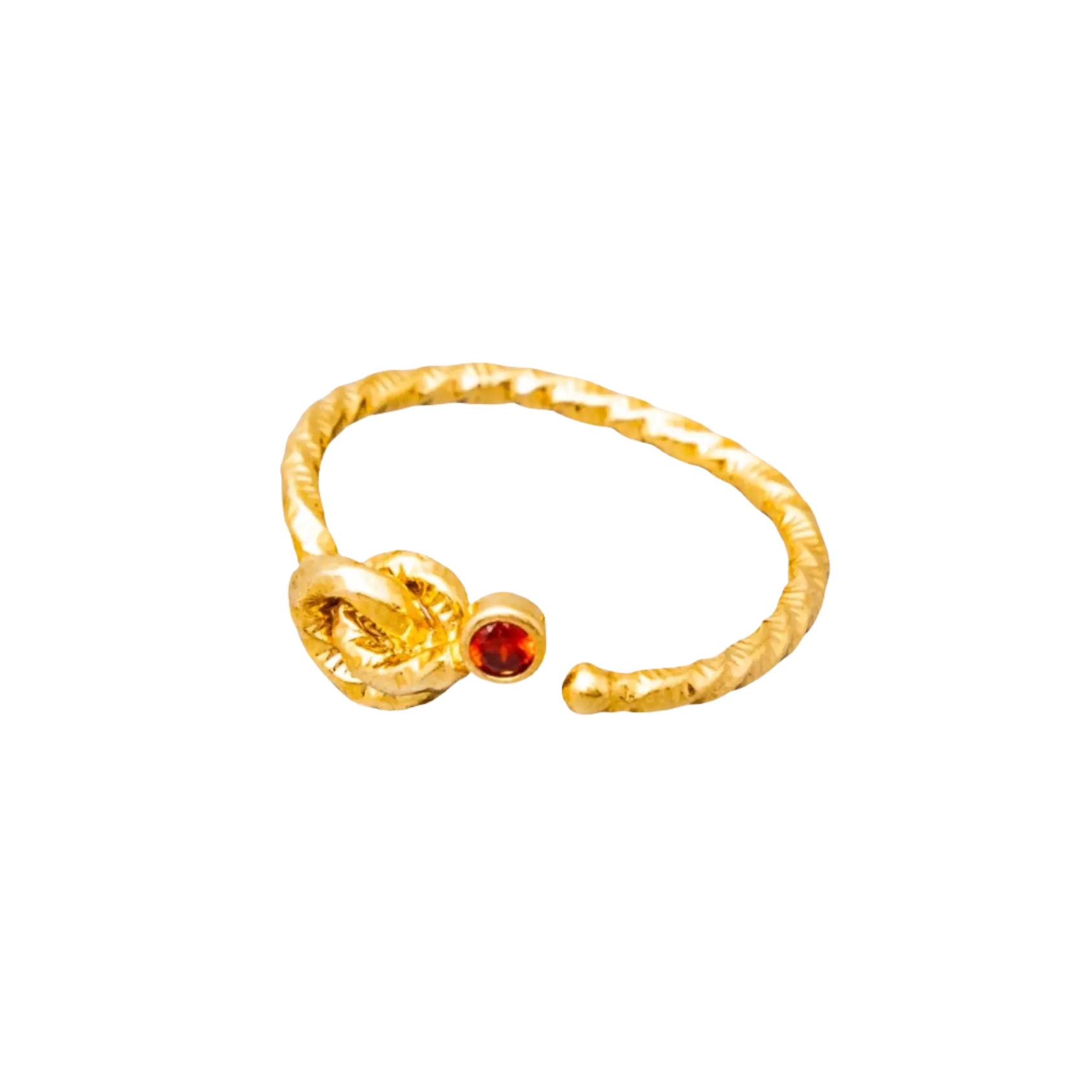 Gold Plated Natural Red Agate Stone Knot Ring Hey Bou