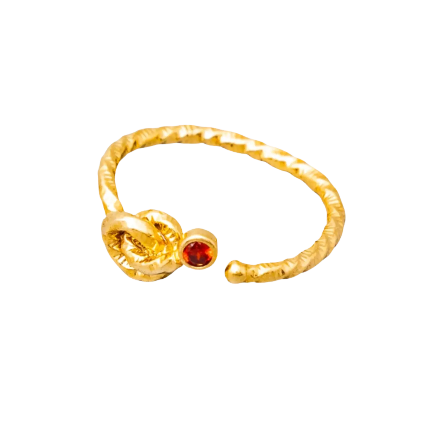 Gold Plated Natural Red Agate Stone Knot Ring Hey Bou