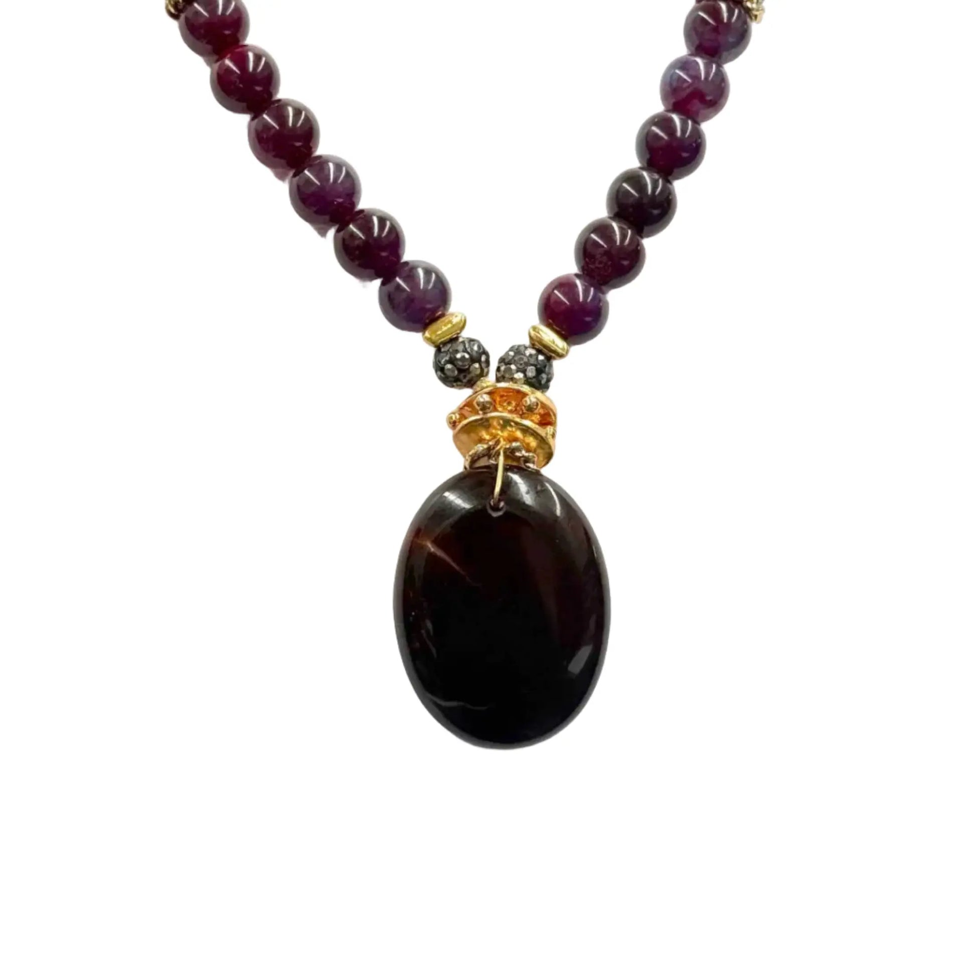 Gold Plated Natural Large Agate and Amethyst Bead Necklace Hey Bou