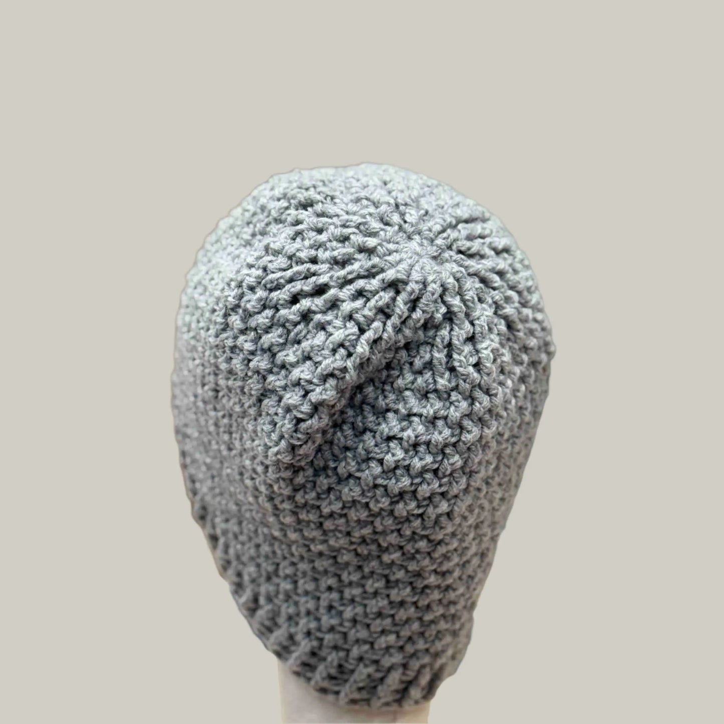 Light Grey Treble Crochet 3cm Rib Moss Rib 2XL Adult Beanie 61-80cm H 26cm HeyBou - Made by Lisa