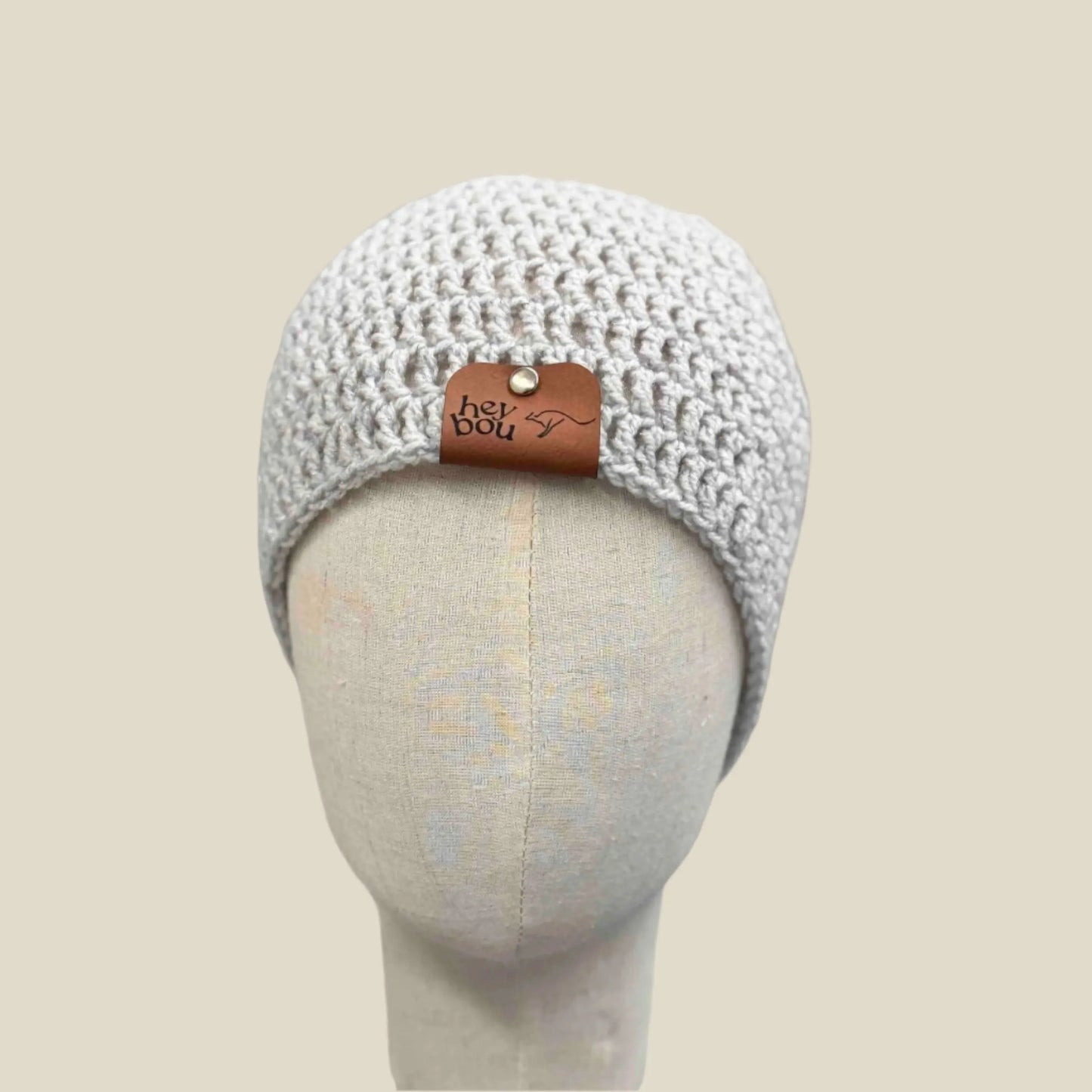 Light Grey Treble Crochet Sparkle Adult Beanie 54-66cm H 21cm HeyBou - Made by Lisa