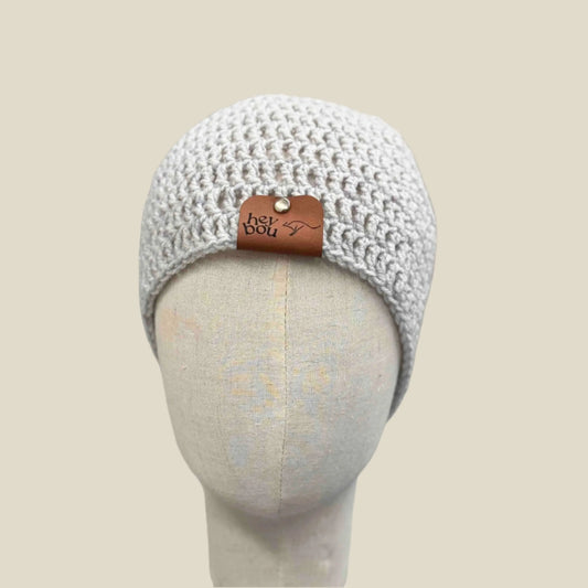 Light Grey Treble Crochet Sparkle Adult Beanie 54-66cm H 21cm HeyBou - Made by Lisa