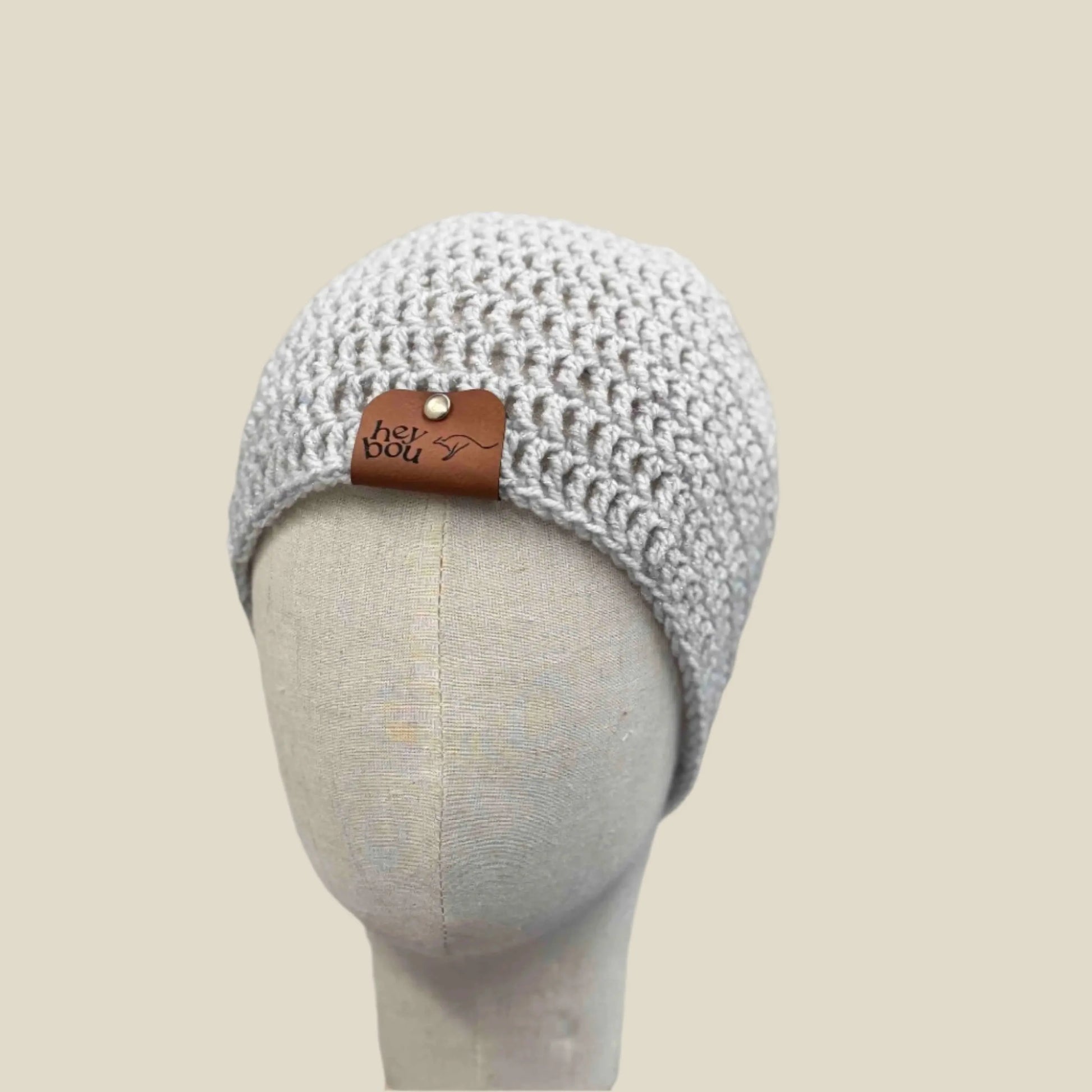 Light Grey Treble Crochet Sparkle Adult Beanie 54-66cm H 21cm HeyBou - Made by Lisa