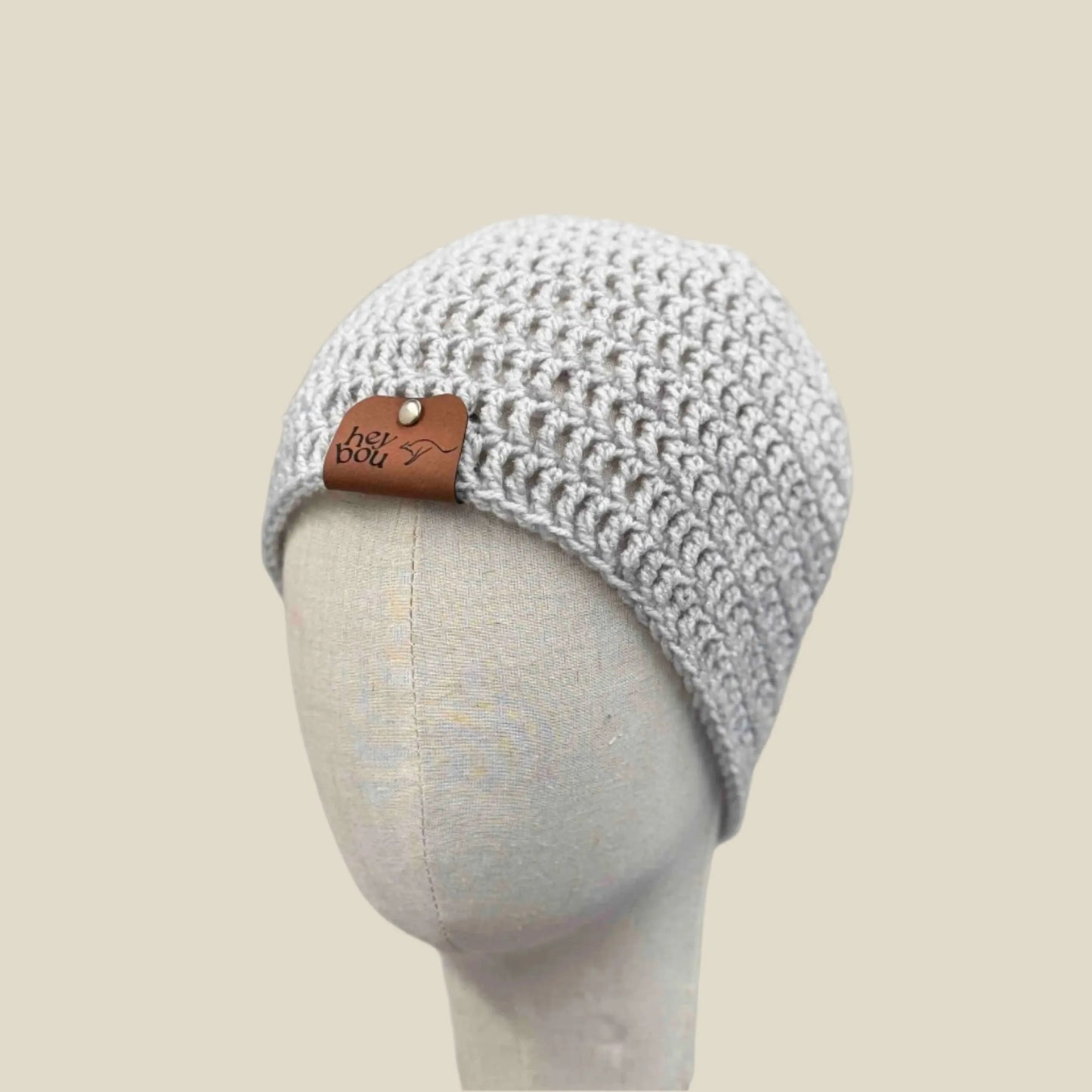 Light Grey Treble Crochet Sparkle Adult Beanie 54-66cm H 21cm HeyBou - Made by Lisa