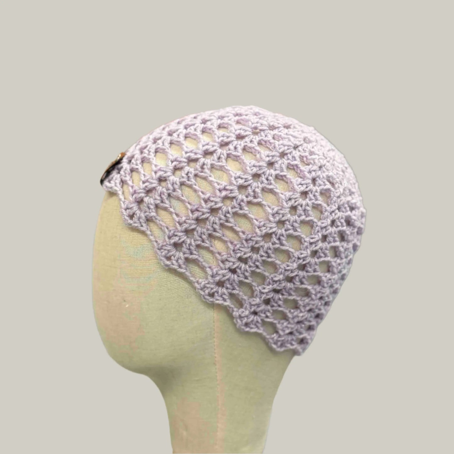 Light Maeve Open Lace Double Crochet Sparkle Child/Adult Beanie 45-57cm H 19cm HeyBou - Made by Lisa