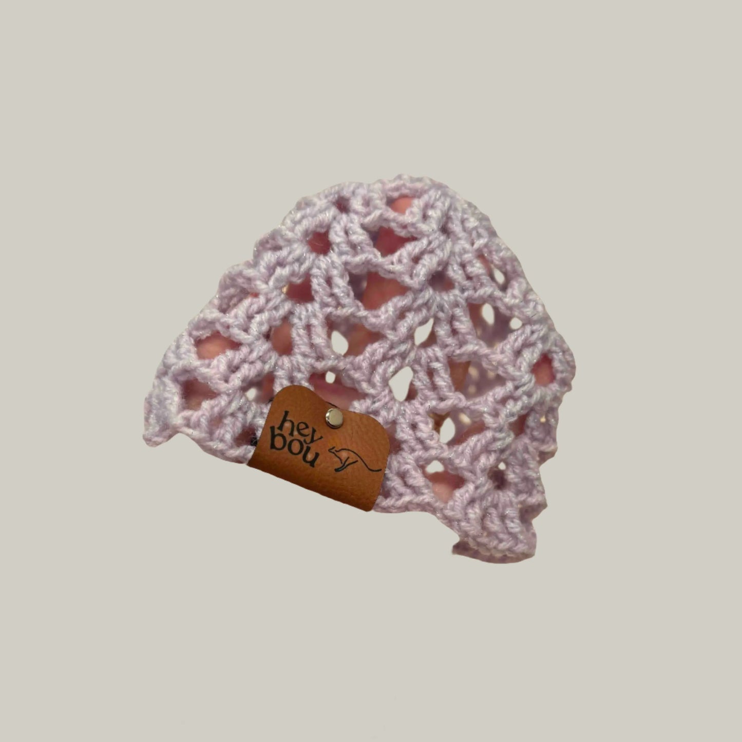 Light Maeve Open Lace Treble Crochet Sparkle Baby Beanie 32-47cm H 14cm HeyBou - Made by Lisa