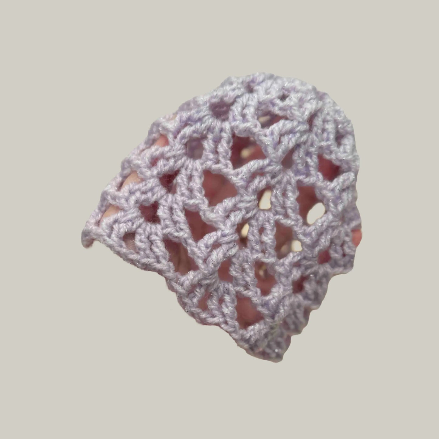 Light Maeve Open Lace Treble Crochet Sparkle Baby Beanie 32-47cm H 14cm HeyBou - Made by Lisa