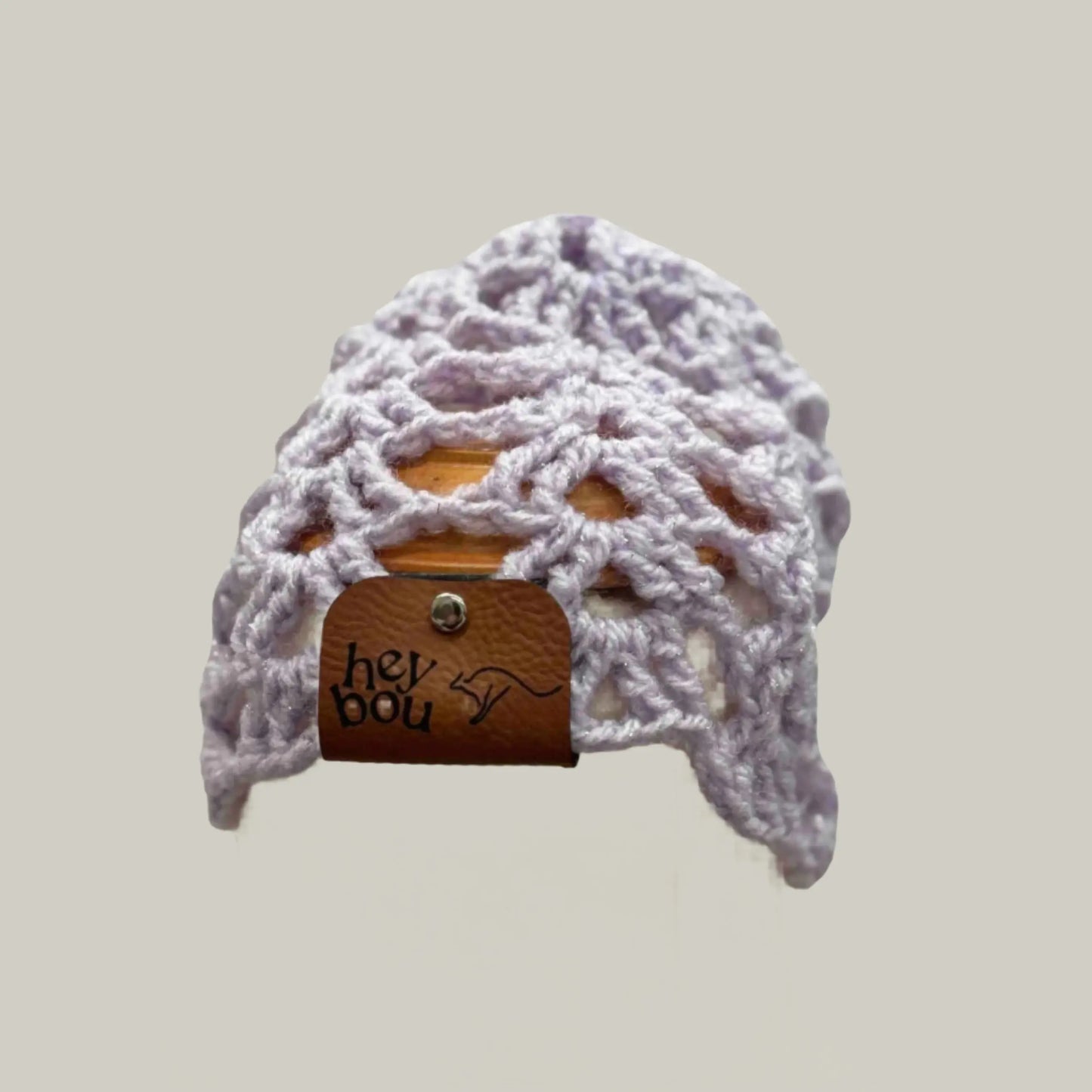 Light Maeve Open Lace Treble Crochet Sparkle Baby Beanie 32-47cm H 14cm HeyBou - Made by Lisa