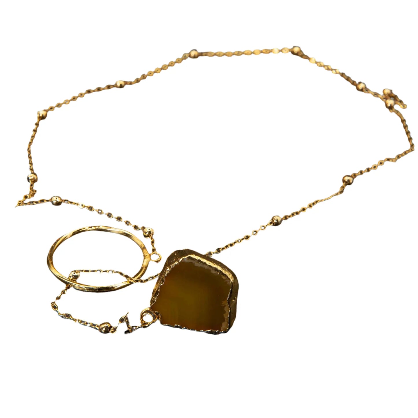 Agate Natural Stone Gold Plated Necklaces Hey Bou