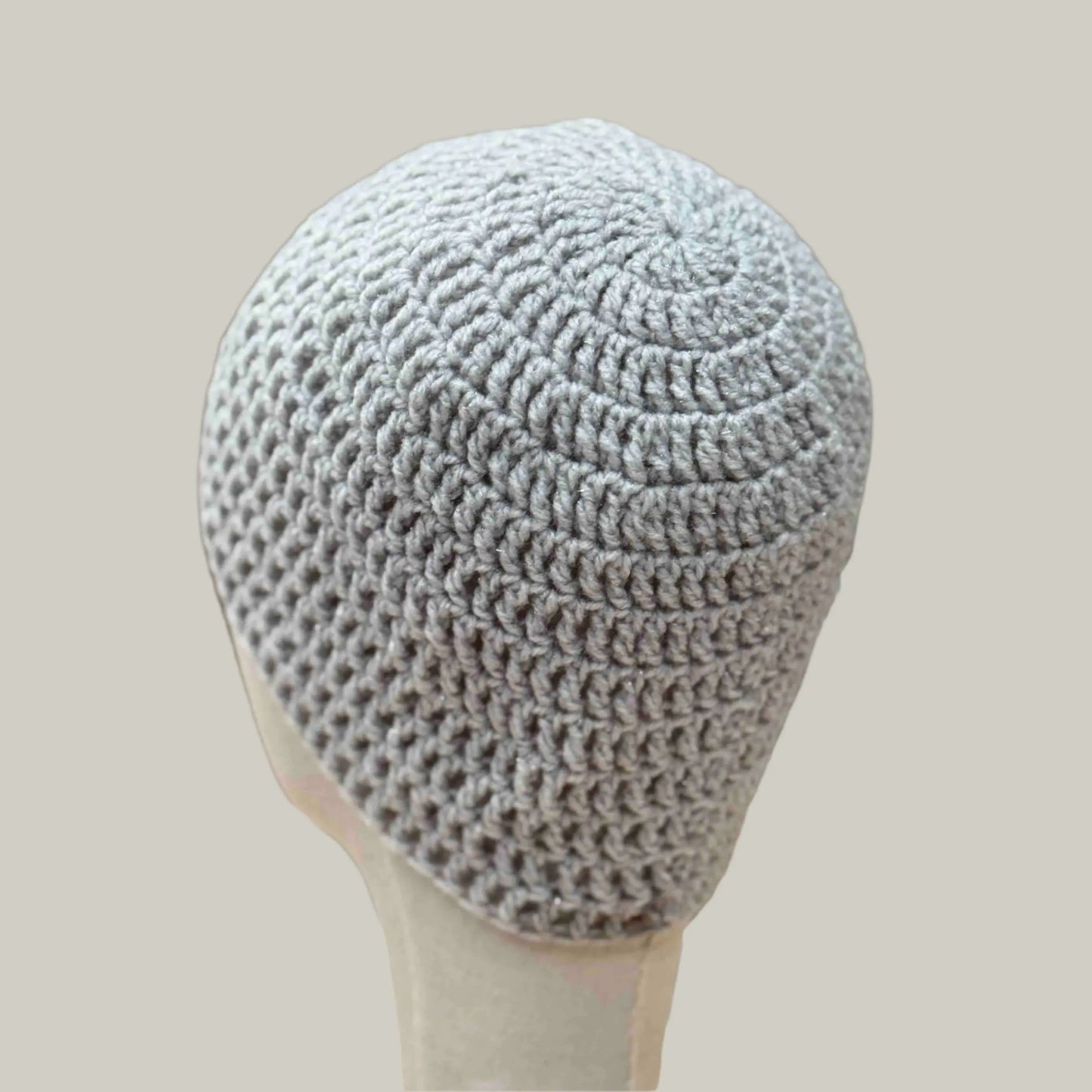 Light Grey Sparkle Treble Adult Beanie 54-66cm H 21cm HeyBou