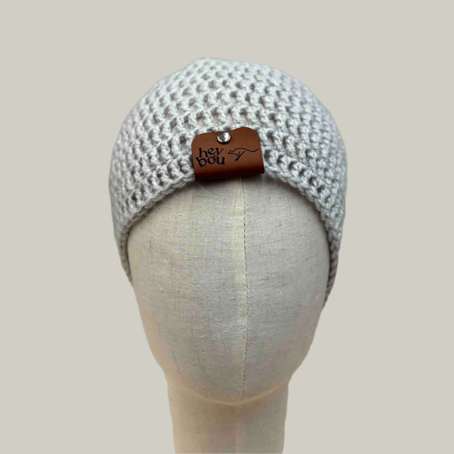 Light Grey Sparkle Treble Adult Beanie 54-66cm H 21cm HeyBou