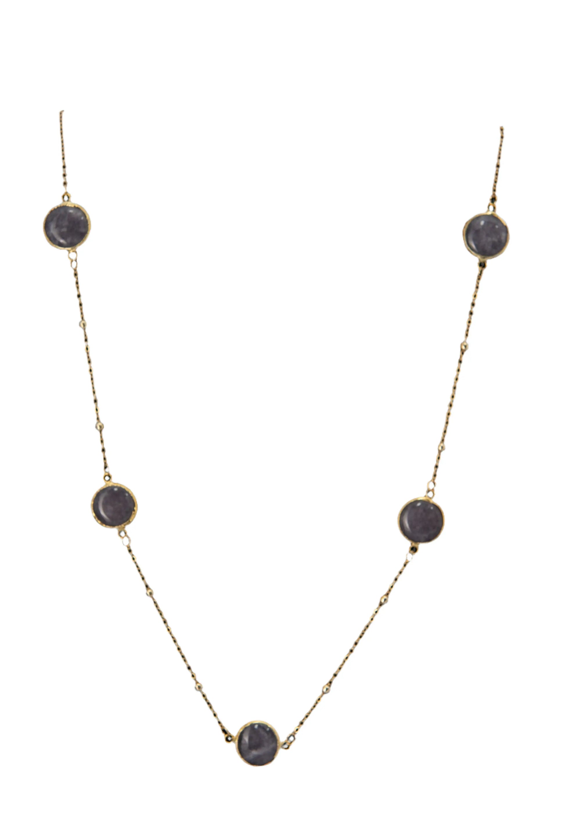 5 Agate Gold Plated Necklace Hey Bou