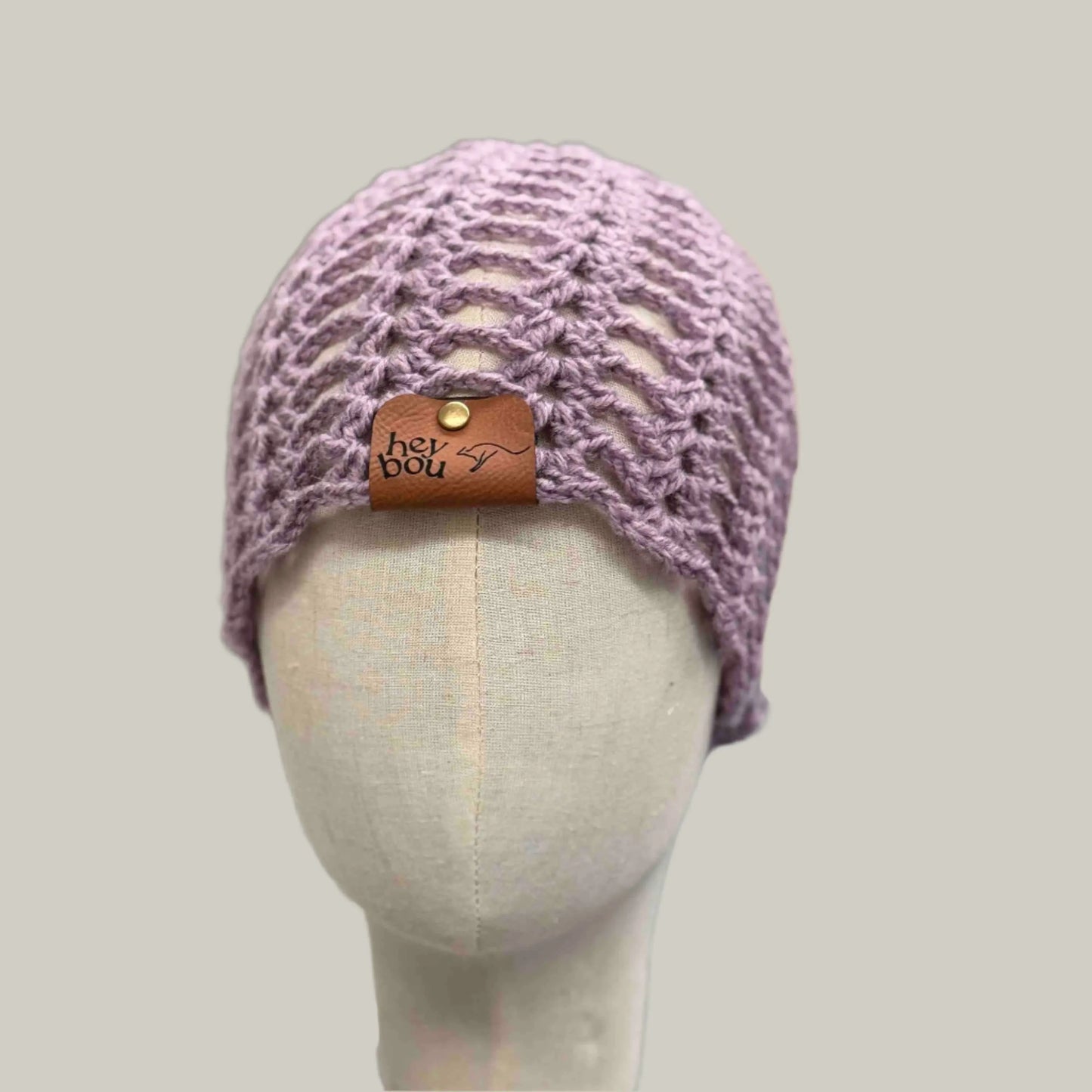 Maeve Open Lace Double Crochet Adult Beanie 51-66cm H 23cm HeyBou - Made by Lisa