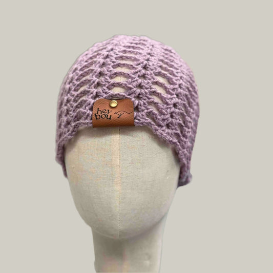 Maeve Open Lace Double Crochet Adult Beanie 51-66cm H 23cm HeyBou - Made by Lisa