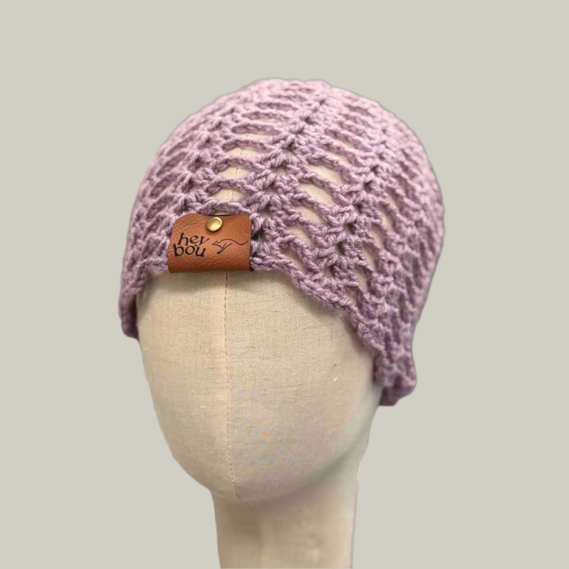 Maeve Open Lace Double Crochet Adult Beanie 51-66cm H 23cm HeyBou - Made by Lisa