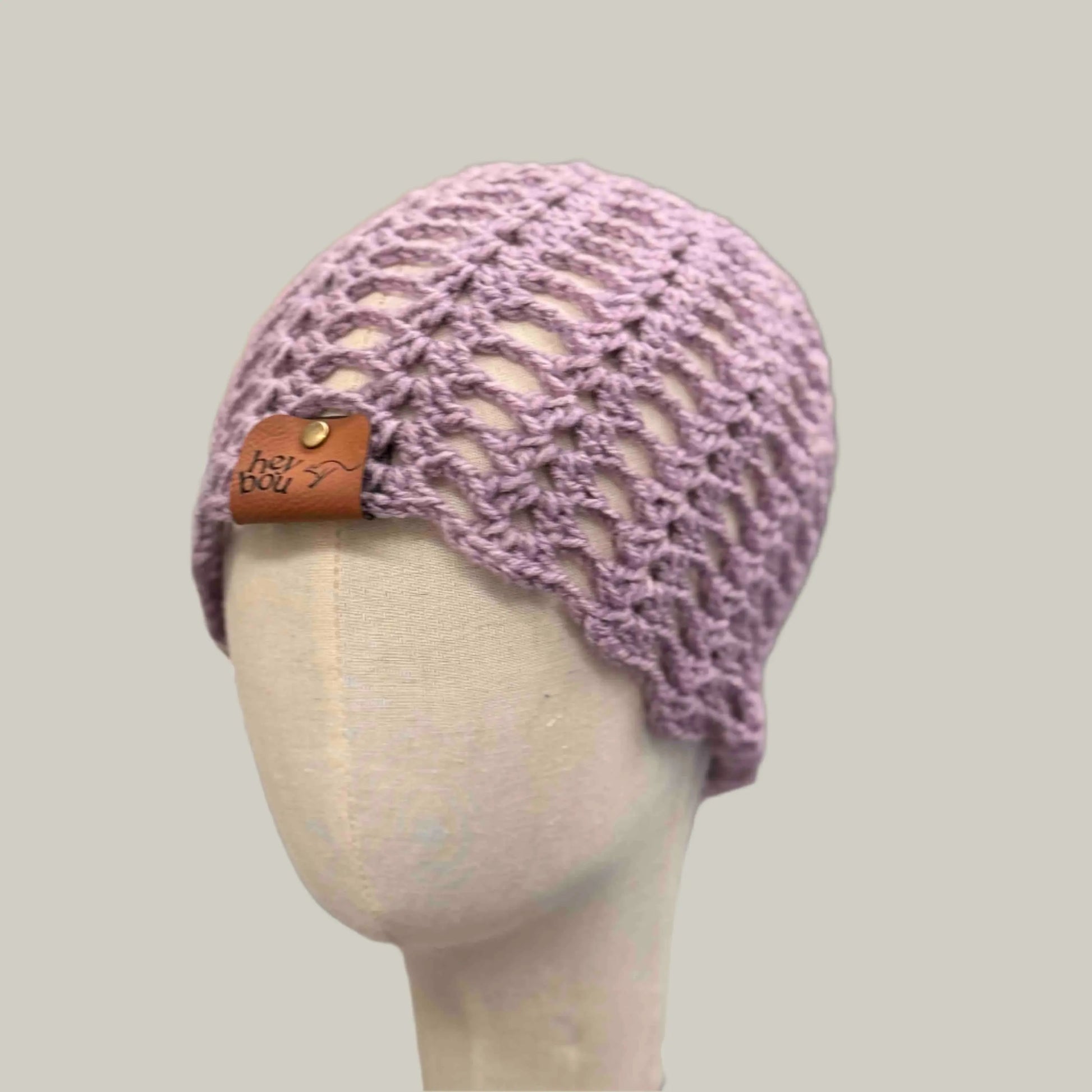Maeve Open Lace Double Crochet Adult Beanie 51-66cm H 23cm HeyBou - Made by Lisa