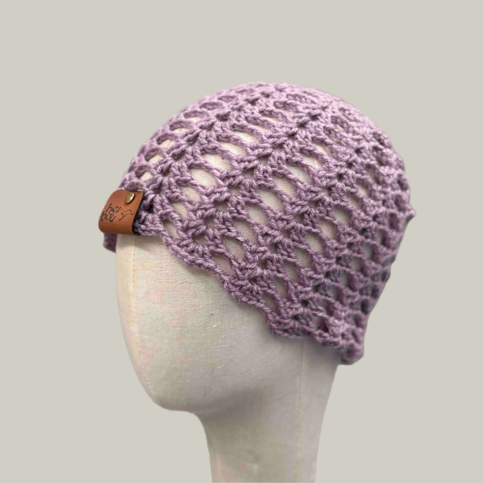 Maeve Open Lace Double Crochet Adult Beanie 51-66cm H 23cm HeyBou - Made by Lisa