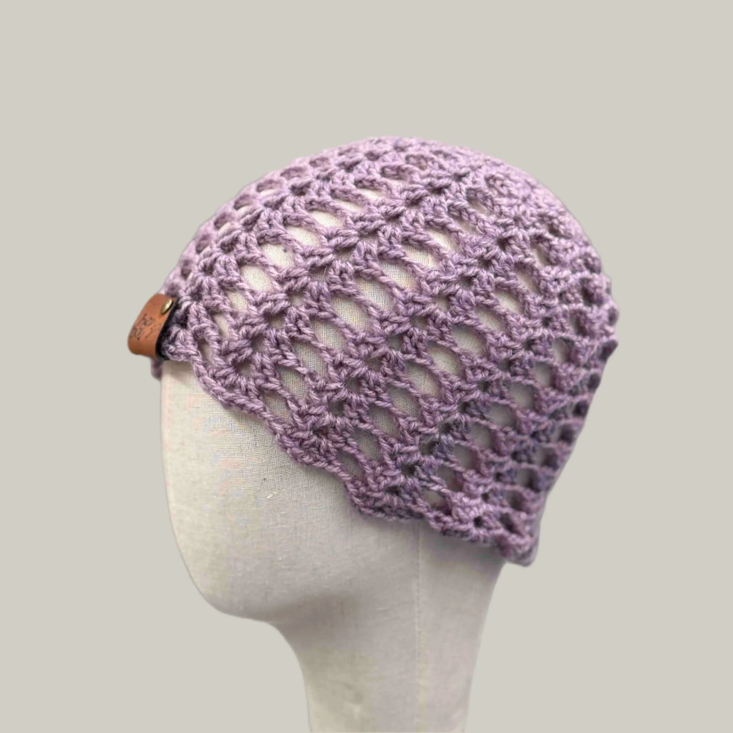Maeve Open Lace Double Crochet Adult Beanie 51-66cm H 23cm HeyBou - Made by Lisa
