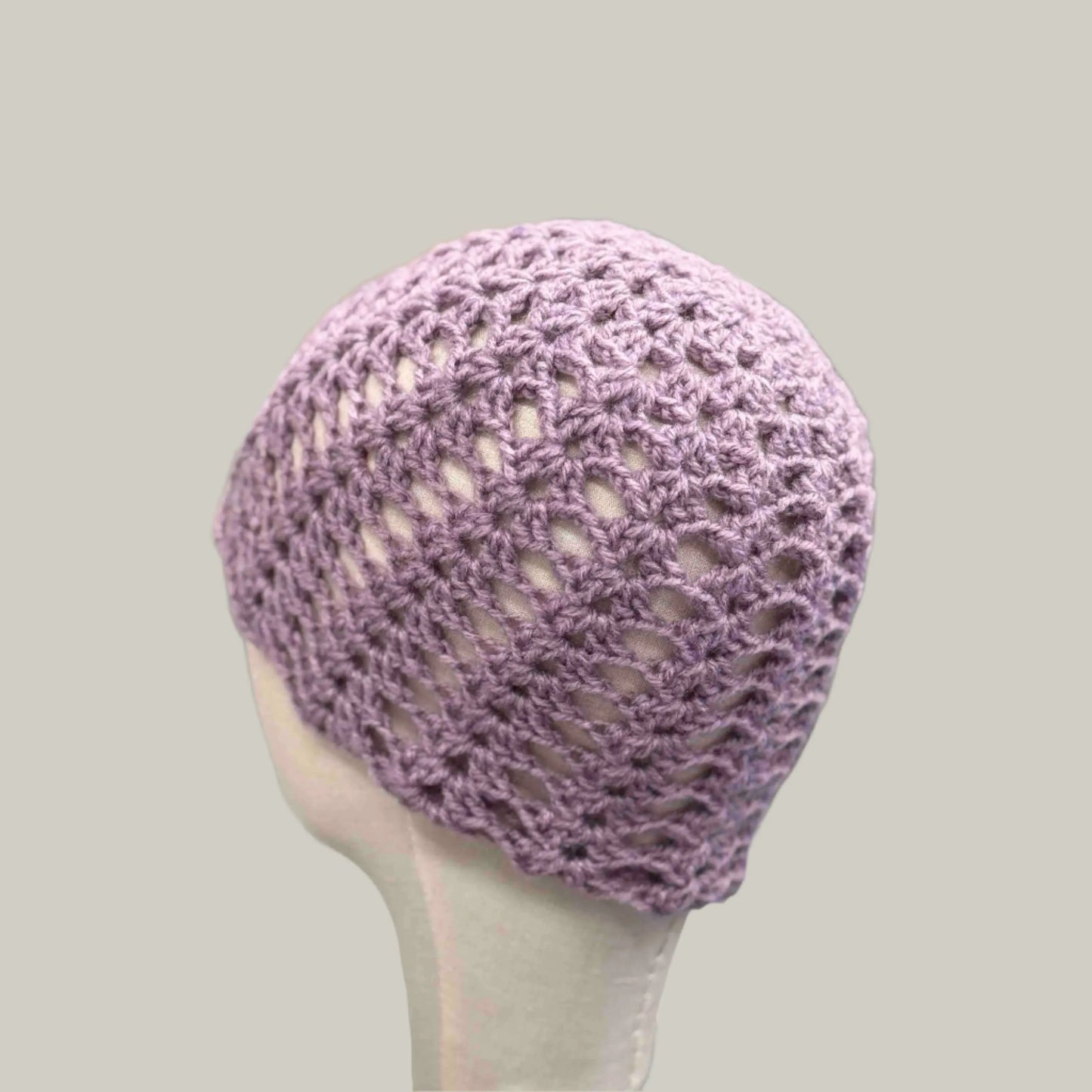 Maeve Open Lace Double Crochet Adult Beanie 51-66cm H 23cm HeyBou - Made by Lisa